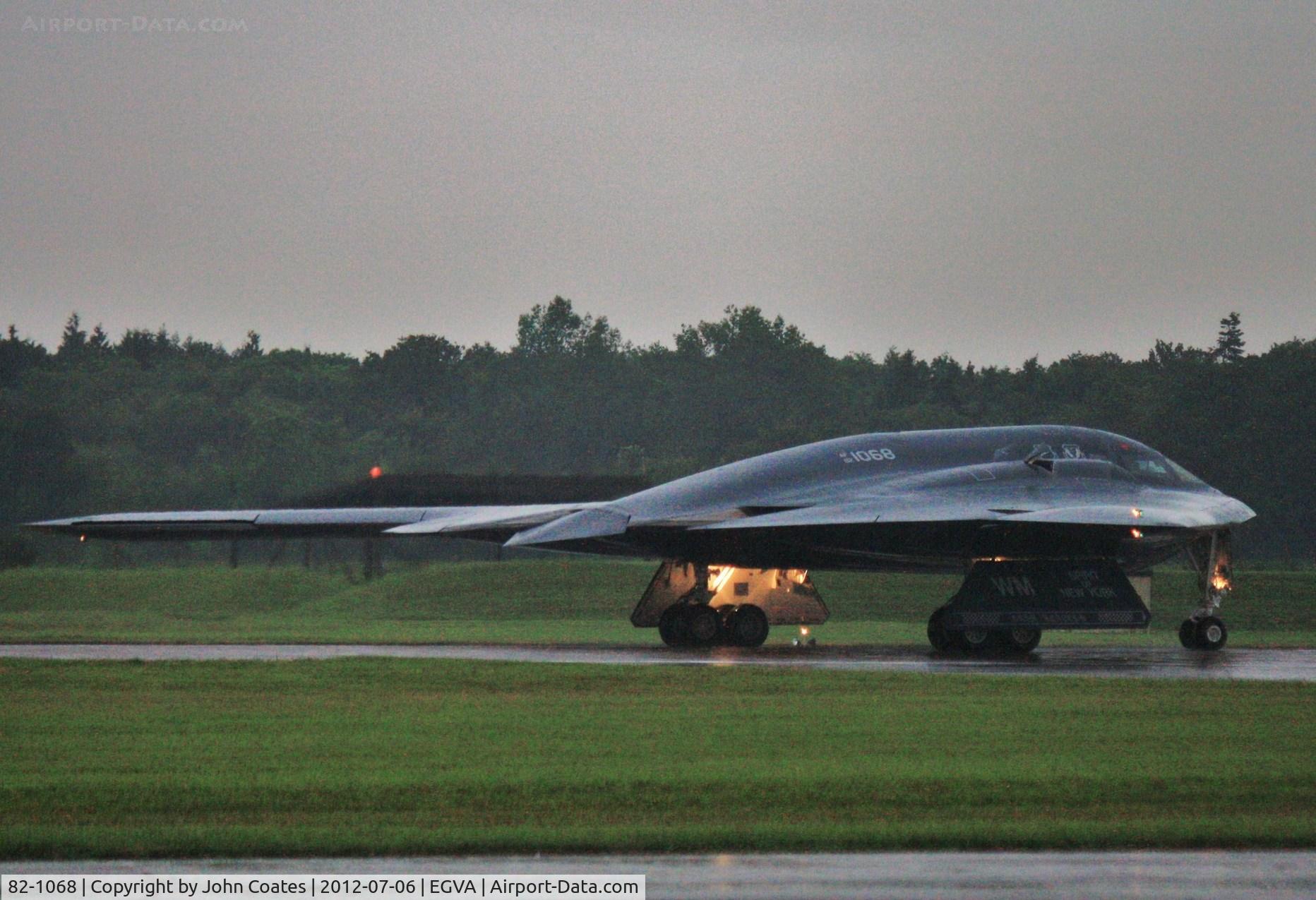 82-1068, 1982 Northrop Grumman B-2A Spirit C/N 1003/AV-3, Wet and dark arrival for RIAT