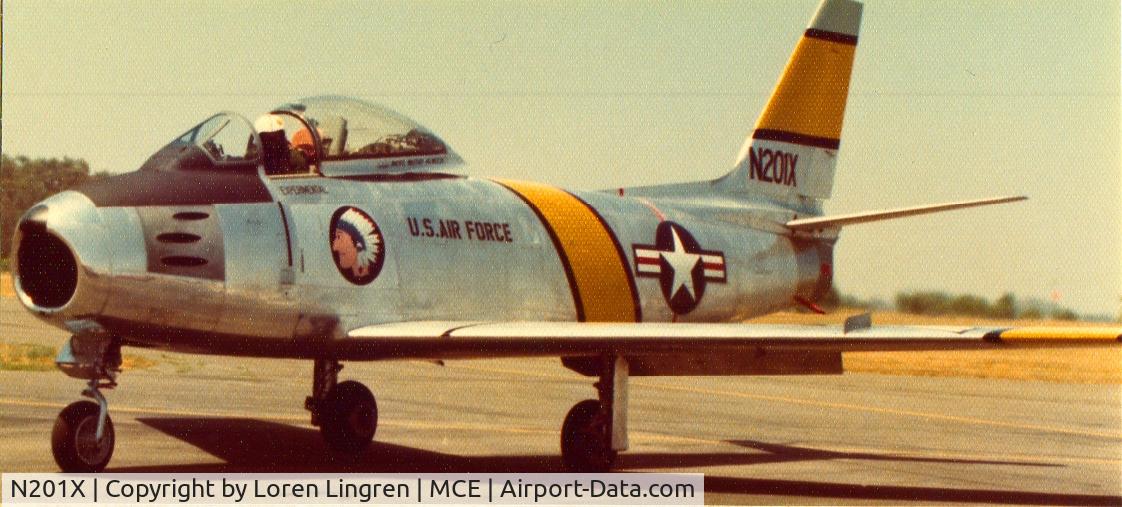N201X, 1954 Canadair F-86 MK.5 Sabre C/N 993, Photo taken at the Merced Antique Fly-in, 1974 or 5.