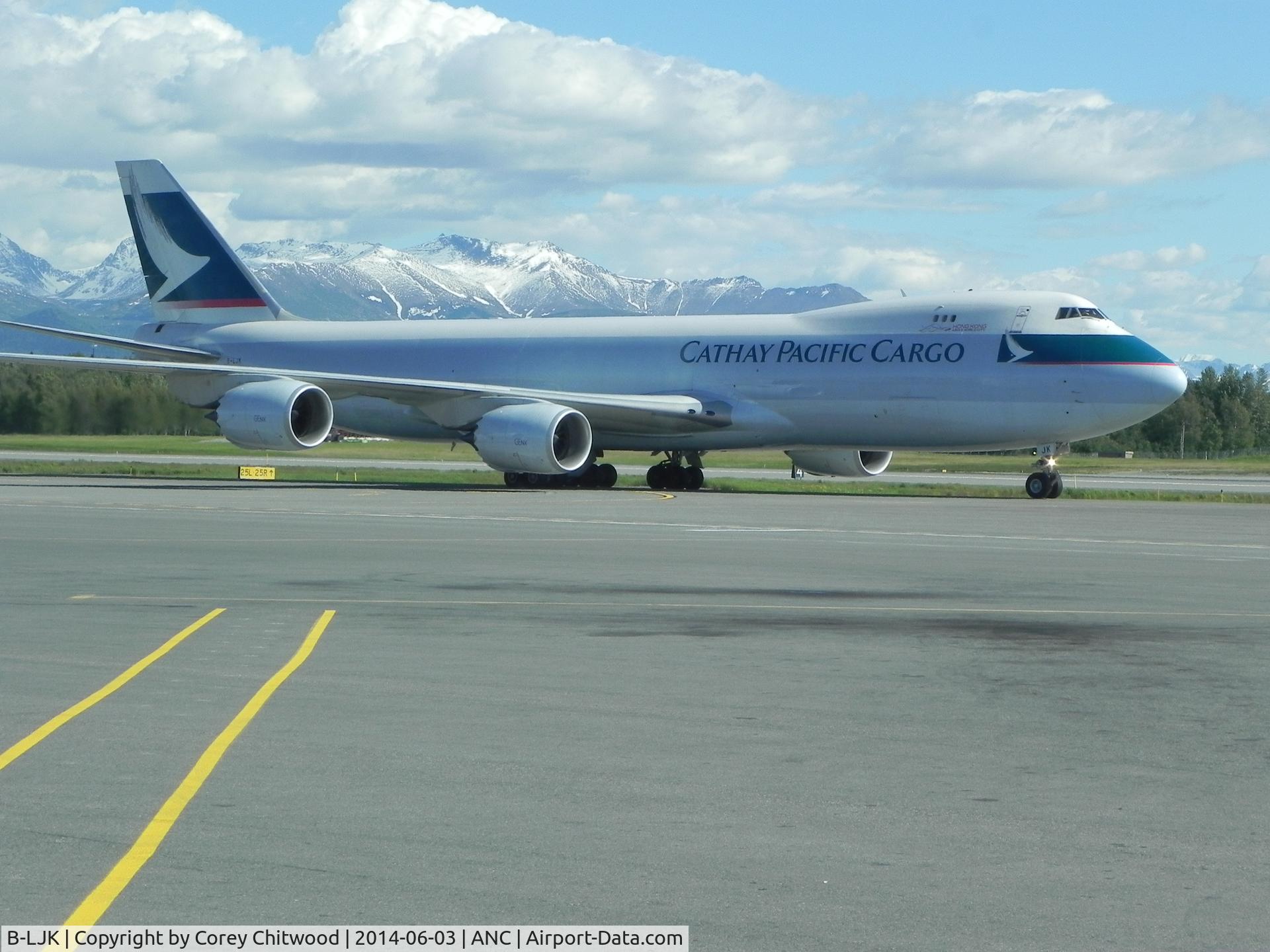 B-LJK, 2013 Boeing 747-867F/SCD C/N 43394, Mid-afternoon in Anchorage