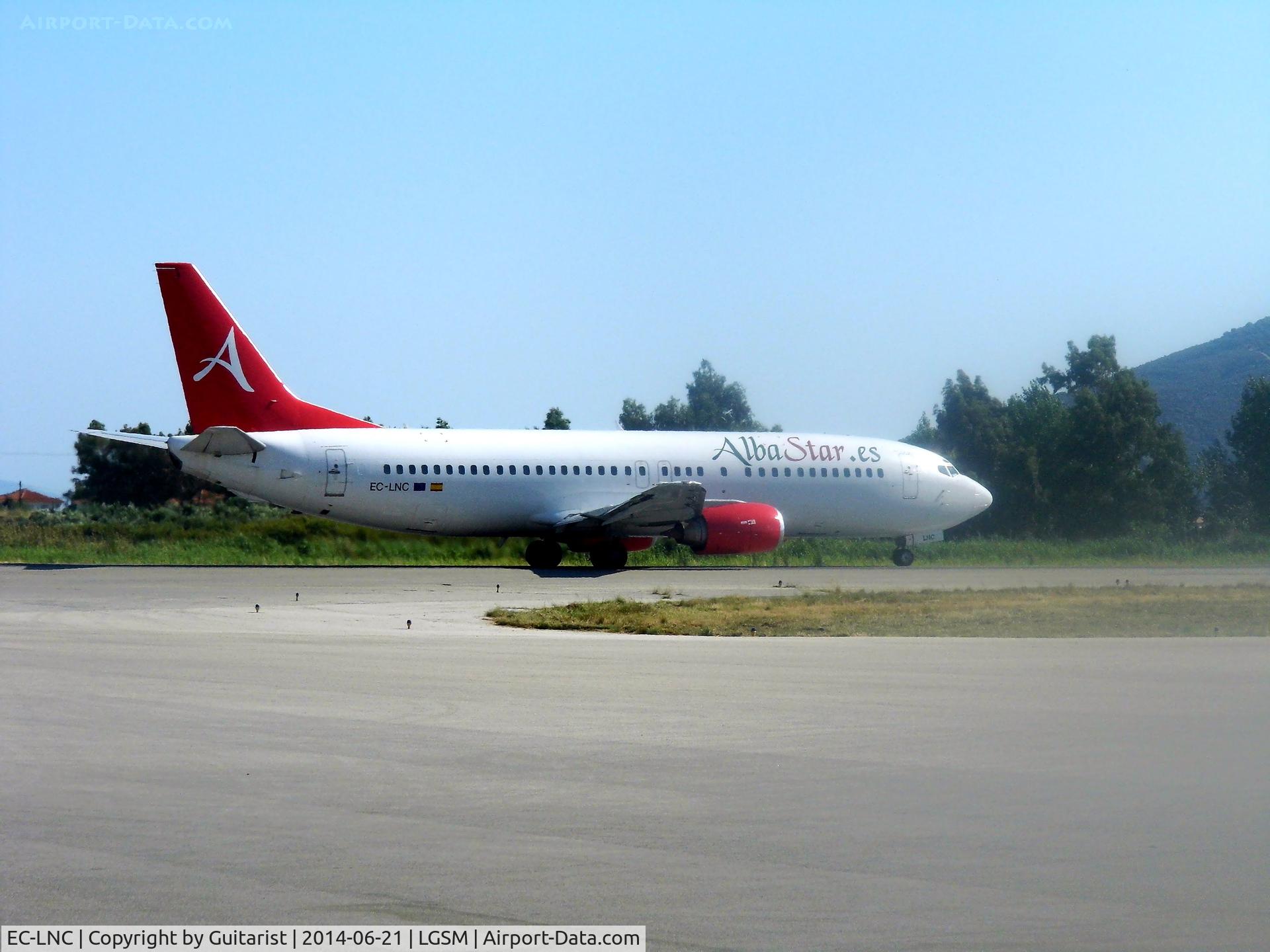 EC-LNC, 1990 Boeing 737-4K5 C/N 24130, Albastar 737 on its way to the end of 09 at SMI