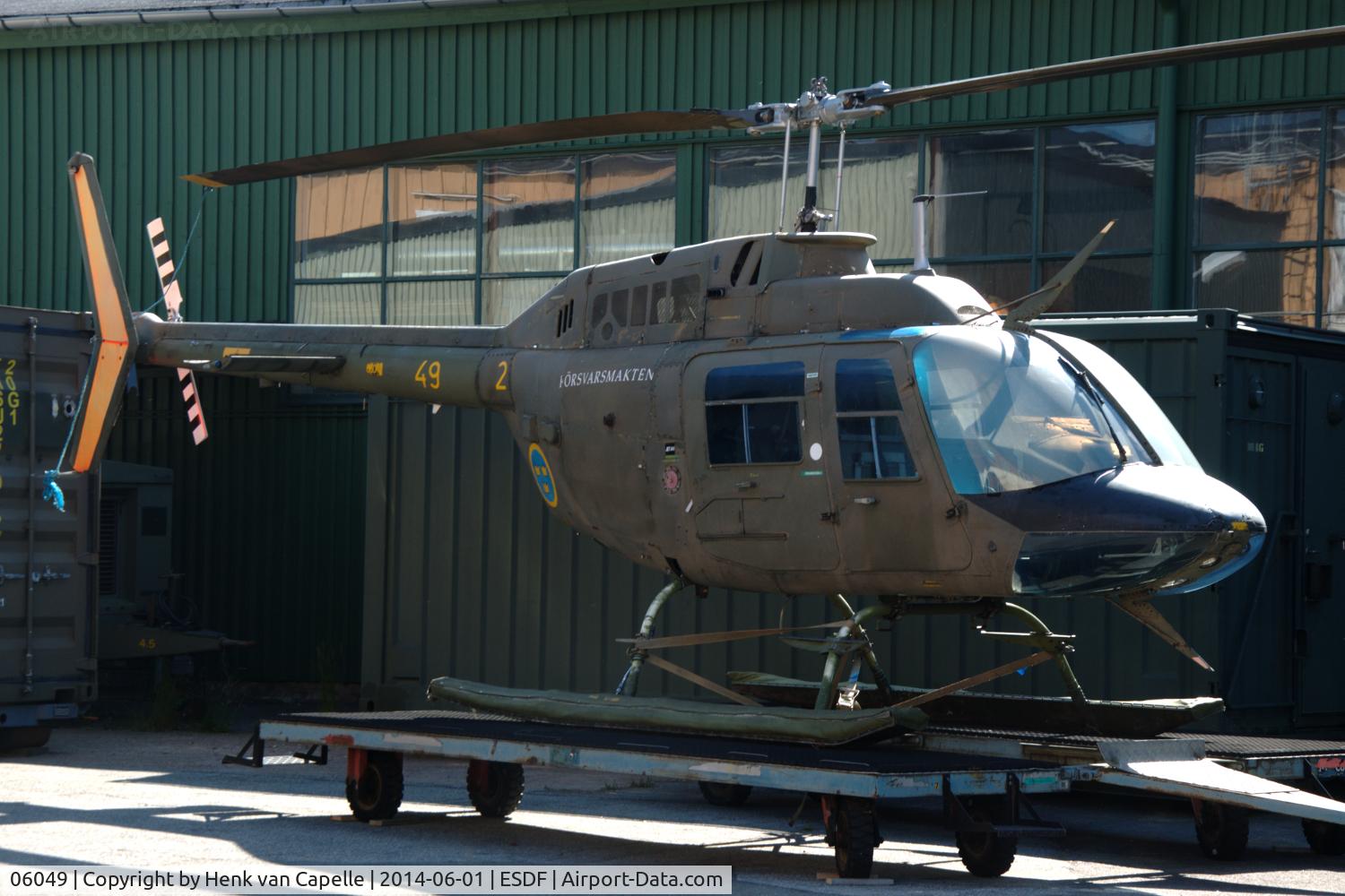 06049, Agusta Hkp6B C/N 8210, Agusta-Bell Hkp6B (206A Jet Ranger) on show at Ronneby Air Base, Sweden. Previously used by the Swedish Navy.