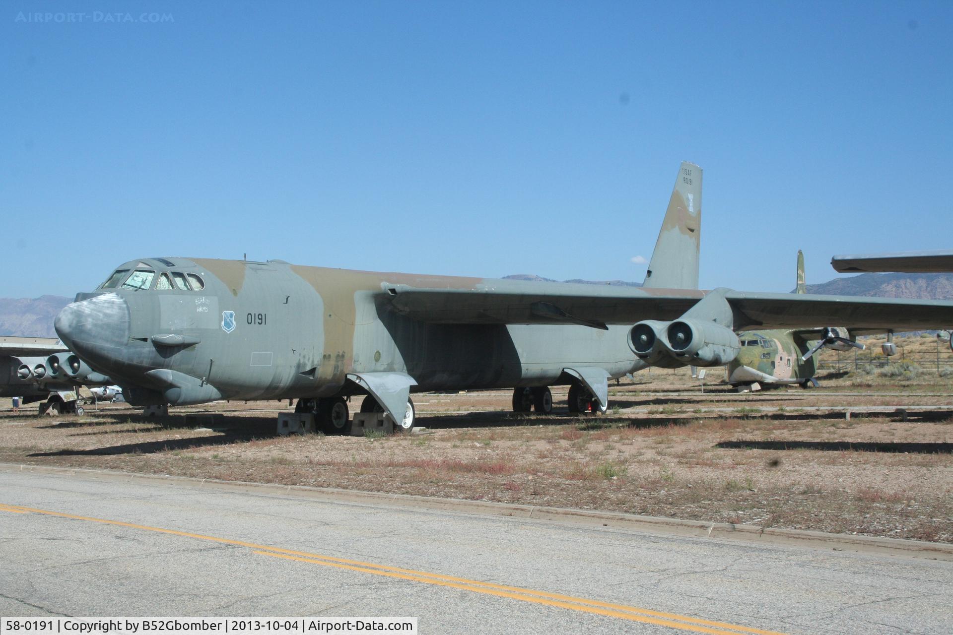 58-0191, 1958 Boeing B-52G Stratofortress C/N 464259, B-52G on static display at Hill AFB, Ogden, Utah