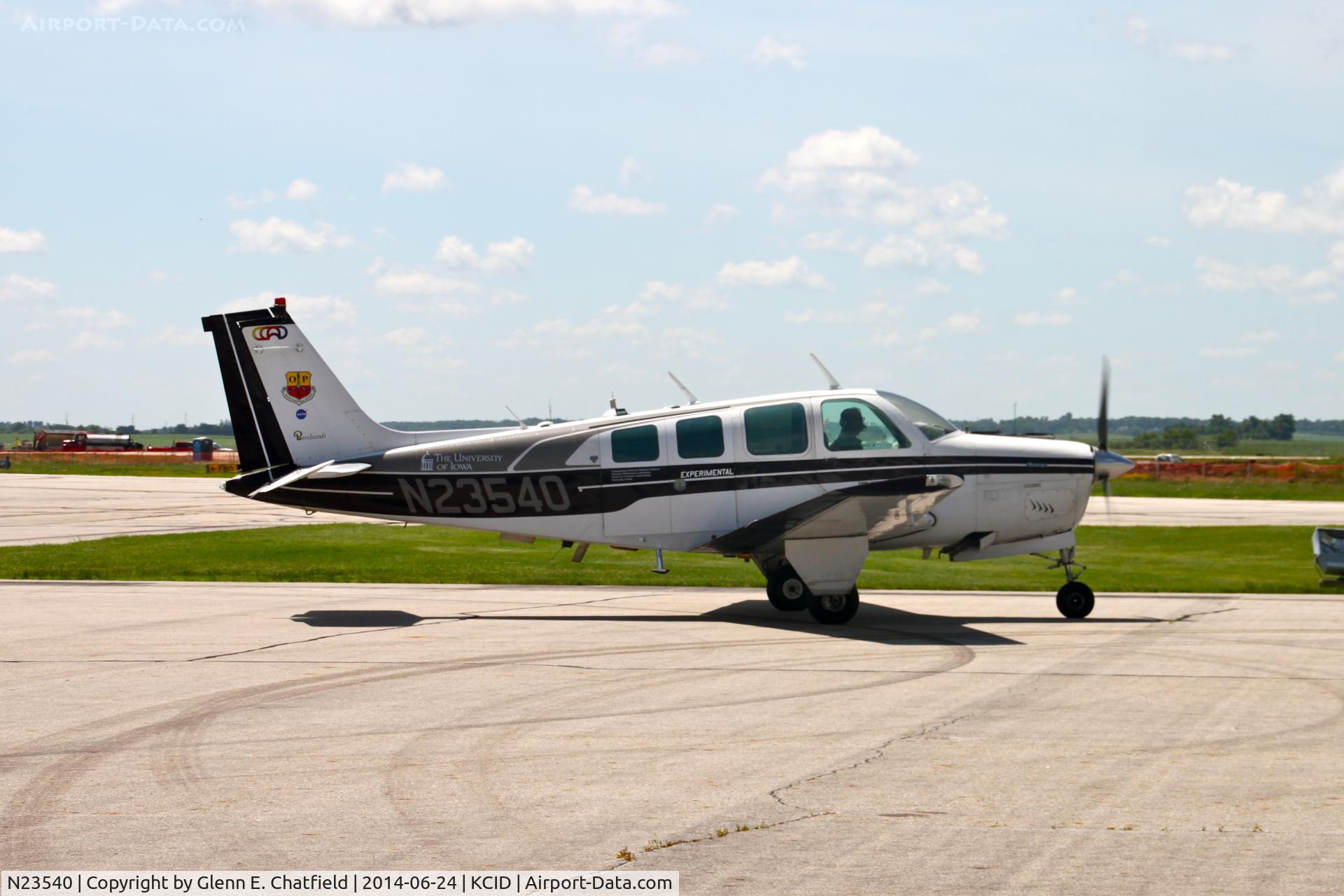 N23540, 1977 Beech A36 Bonanza 36 C/N E-1180, Arriving on the Collins ramp