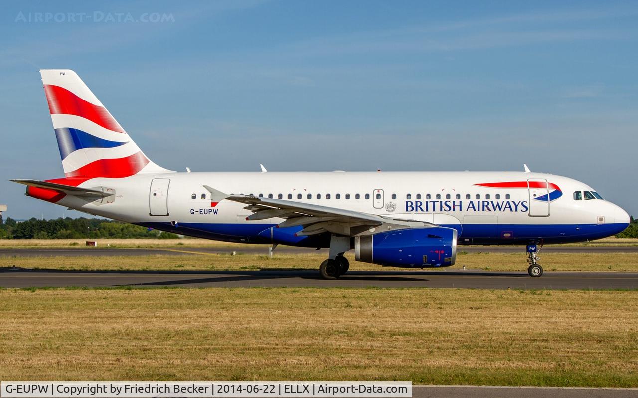 G-EUPW, 2001 Airbus A319-131 C/N 1440, taxying to the active