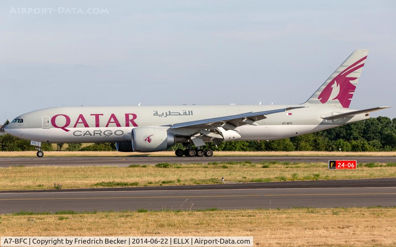 A7-BFC, 2011 Boeing 777-FDZ C/N 36099, decelerating after touchdown