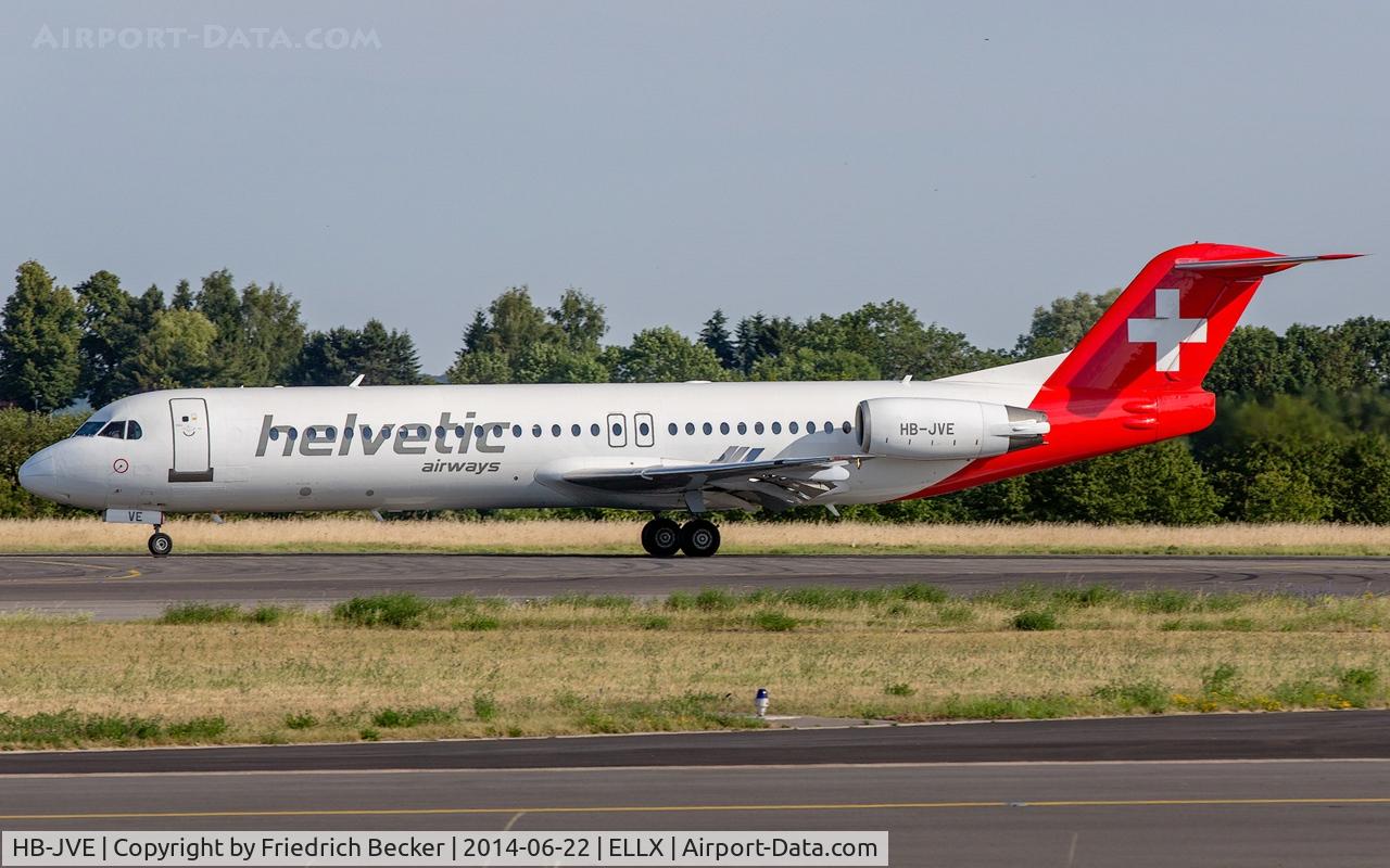 HB-JVE, 1993 Fokker 100 (F-28-0100) C/N 11459, decelerating after touchdown