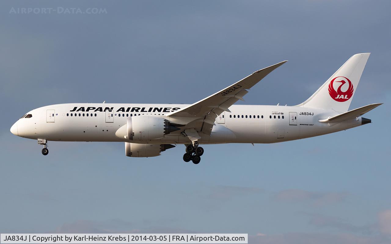 JA834J, 2013 Boeing 787-8 Dreamliner C/N 34842, Dreamliner