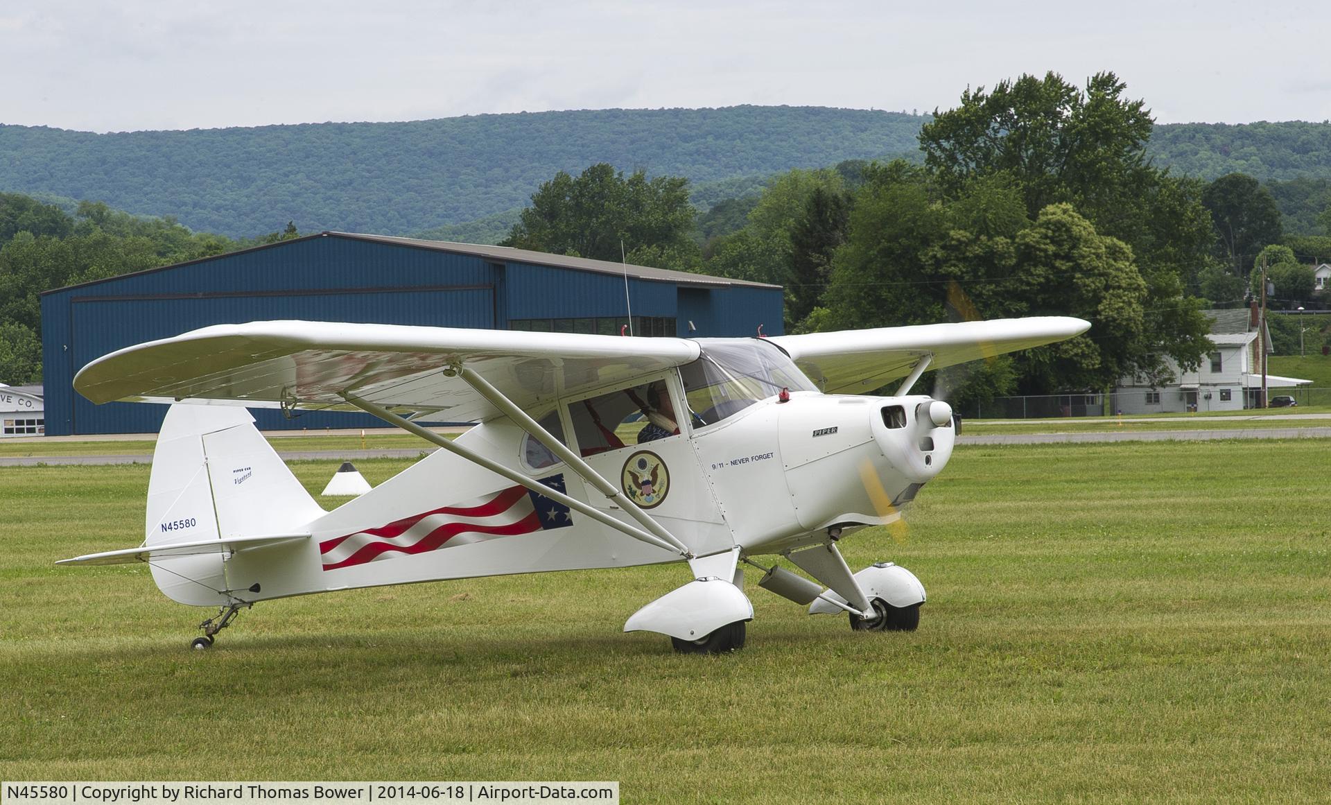 N45580, Piper PA-15 Vagabond C/N 15-332, Piper PA-15 Vagabond as seen at the 2014 Sentimental Journey Fly-In at Lock Haven, PA.