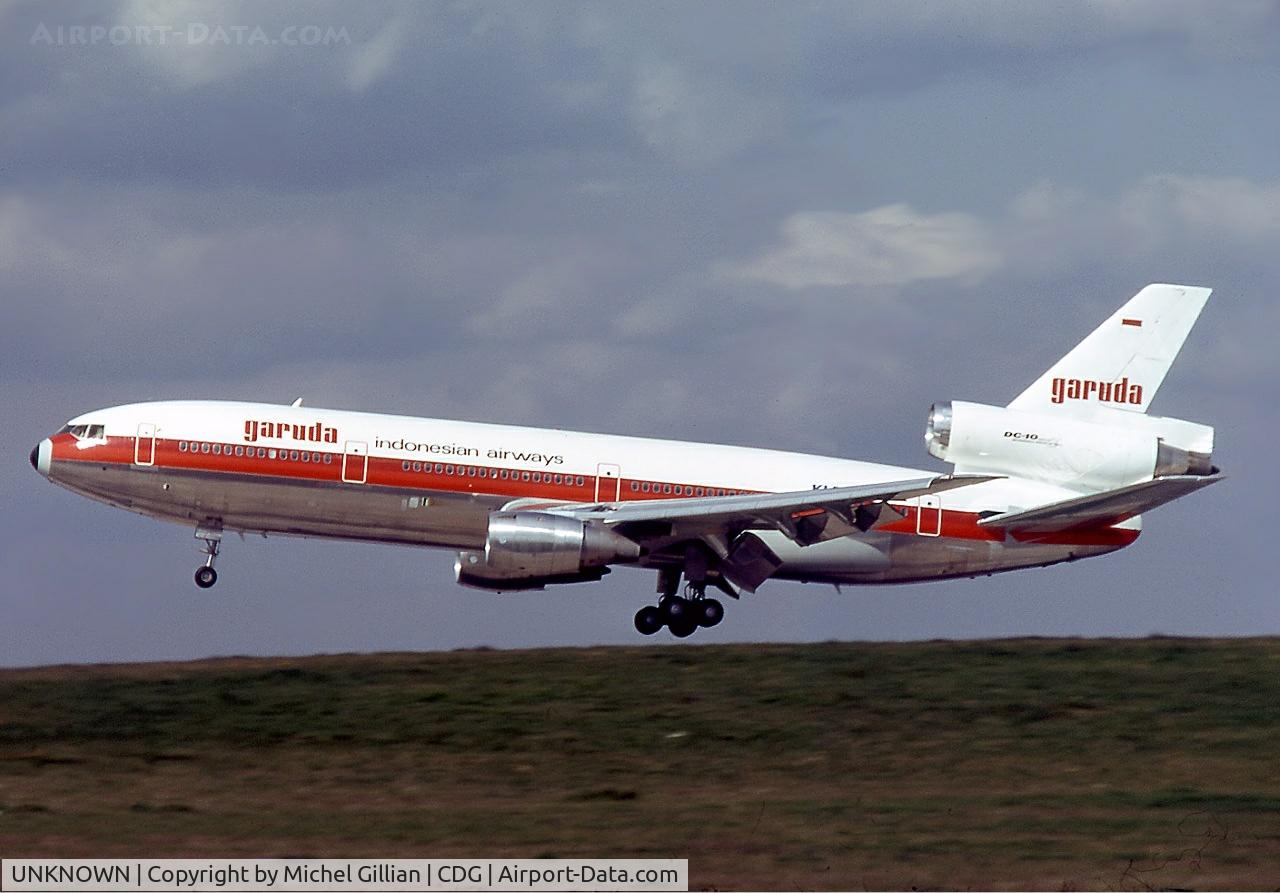 UNKNOWN, Airliners Various C/N Unknown, This aircraft type is no longer used by Garuda since the 90s.This photo was taken at Le Bourget (Paris) in 1975 by Michel Gillian.