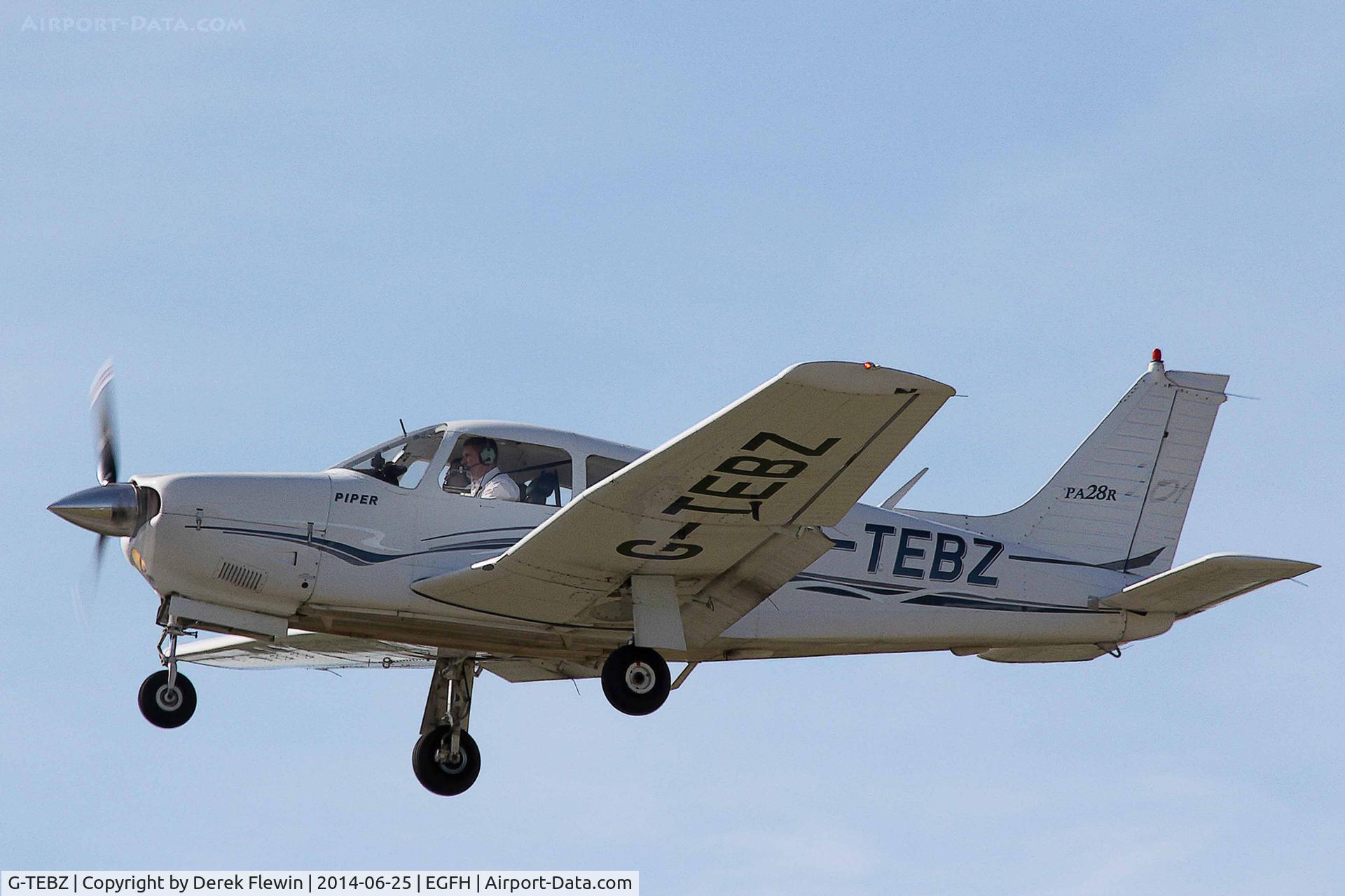 G-TEBZ, 1977 Piper PA-28R-201 Cherokee Arrow III C/N 28R-7737050, Cherokee Arrow III, call sign, Aeros 60, previously N105CC, seen doing 3x touch and go's at EGFH.