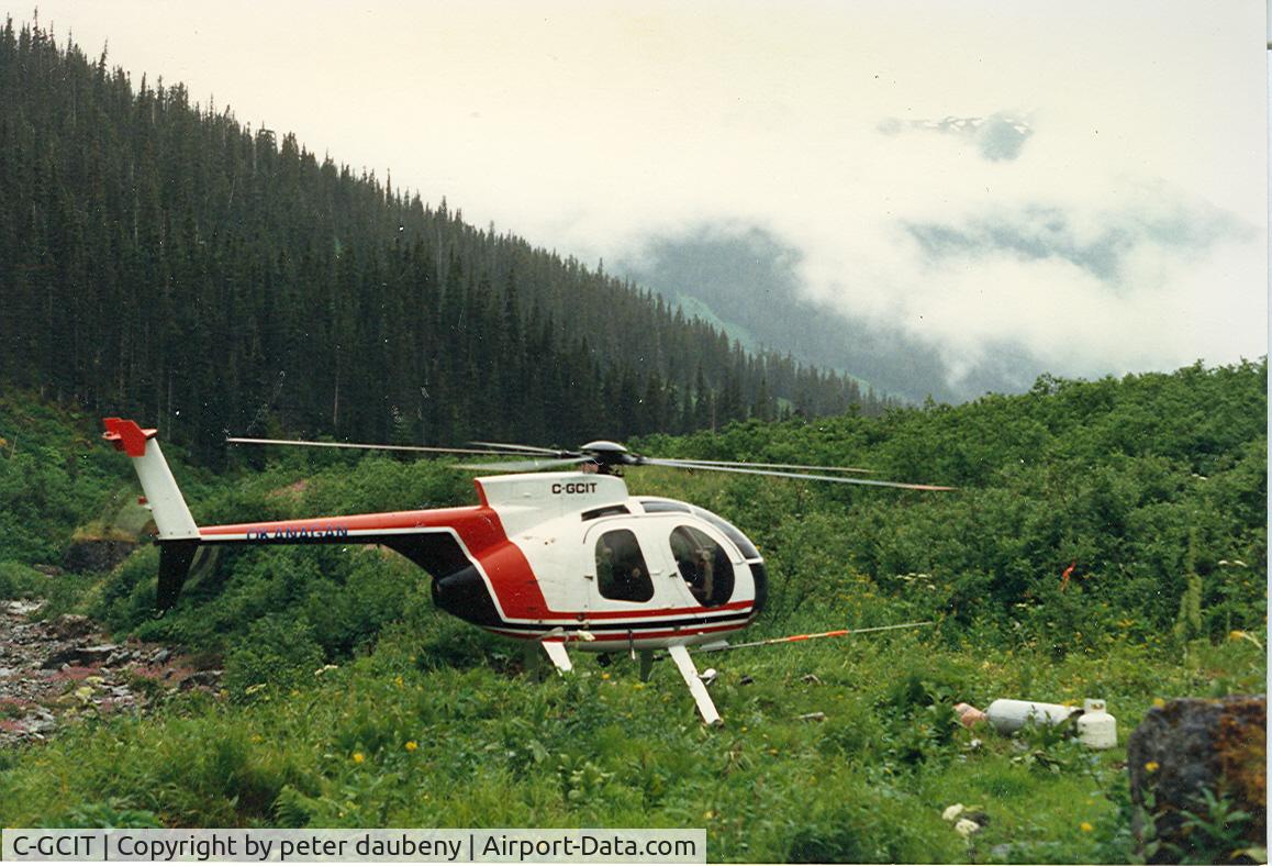 C-GCIT, 1976 Hughes 369D C/N 1260034D, North Western BC, summer 1986.