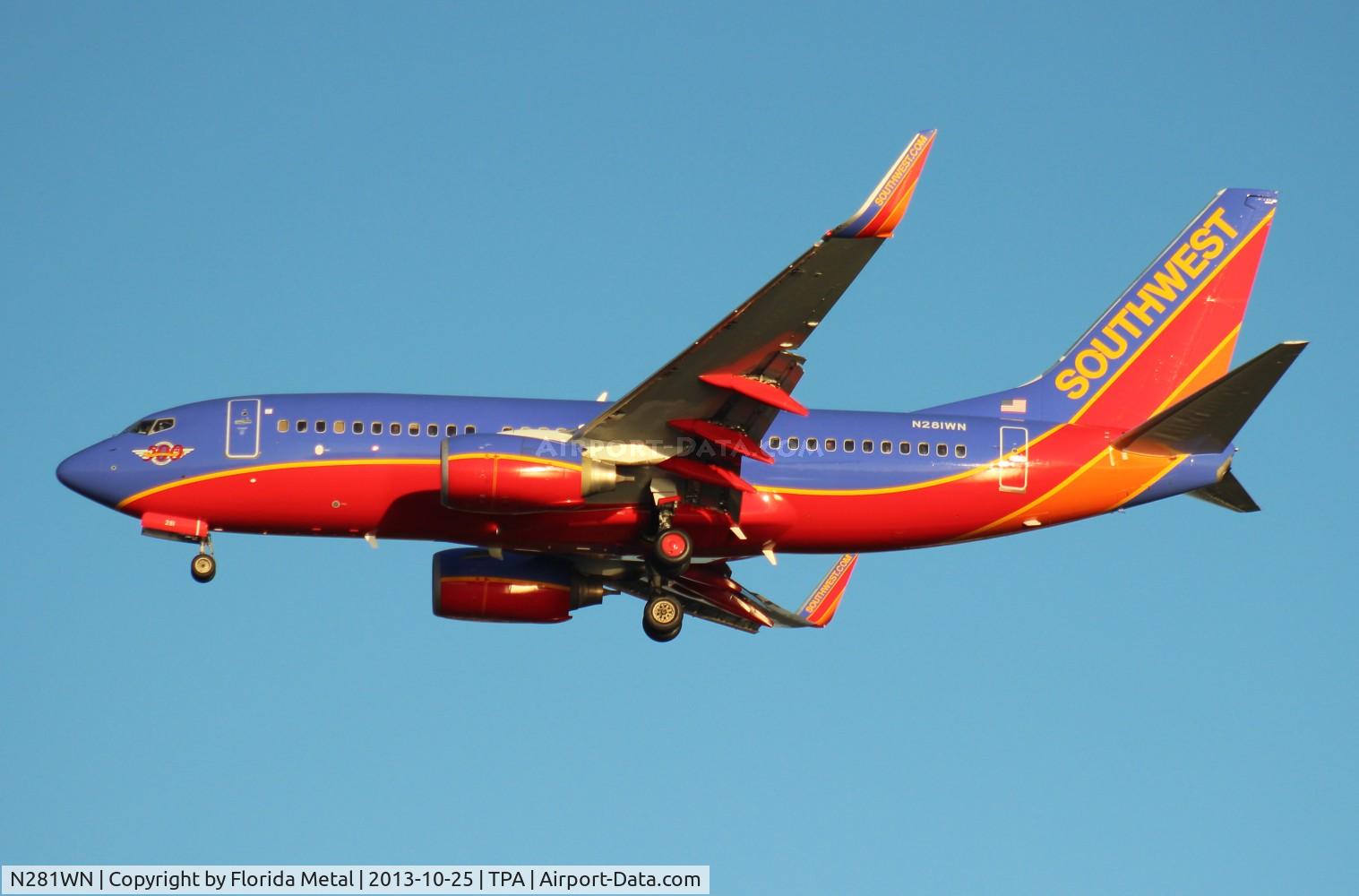 N281WN, 2007 Boeing 737-7H4 C/N 36528, Southwest 737-700
