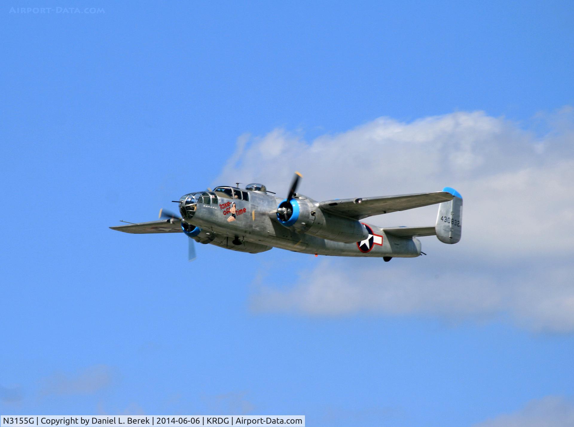 N3155G, North American TB-25N Mitchell C/N 108-34107, Beautiful Mitchell flies over Reading during the MAAM World War II Weekend.
