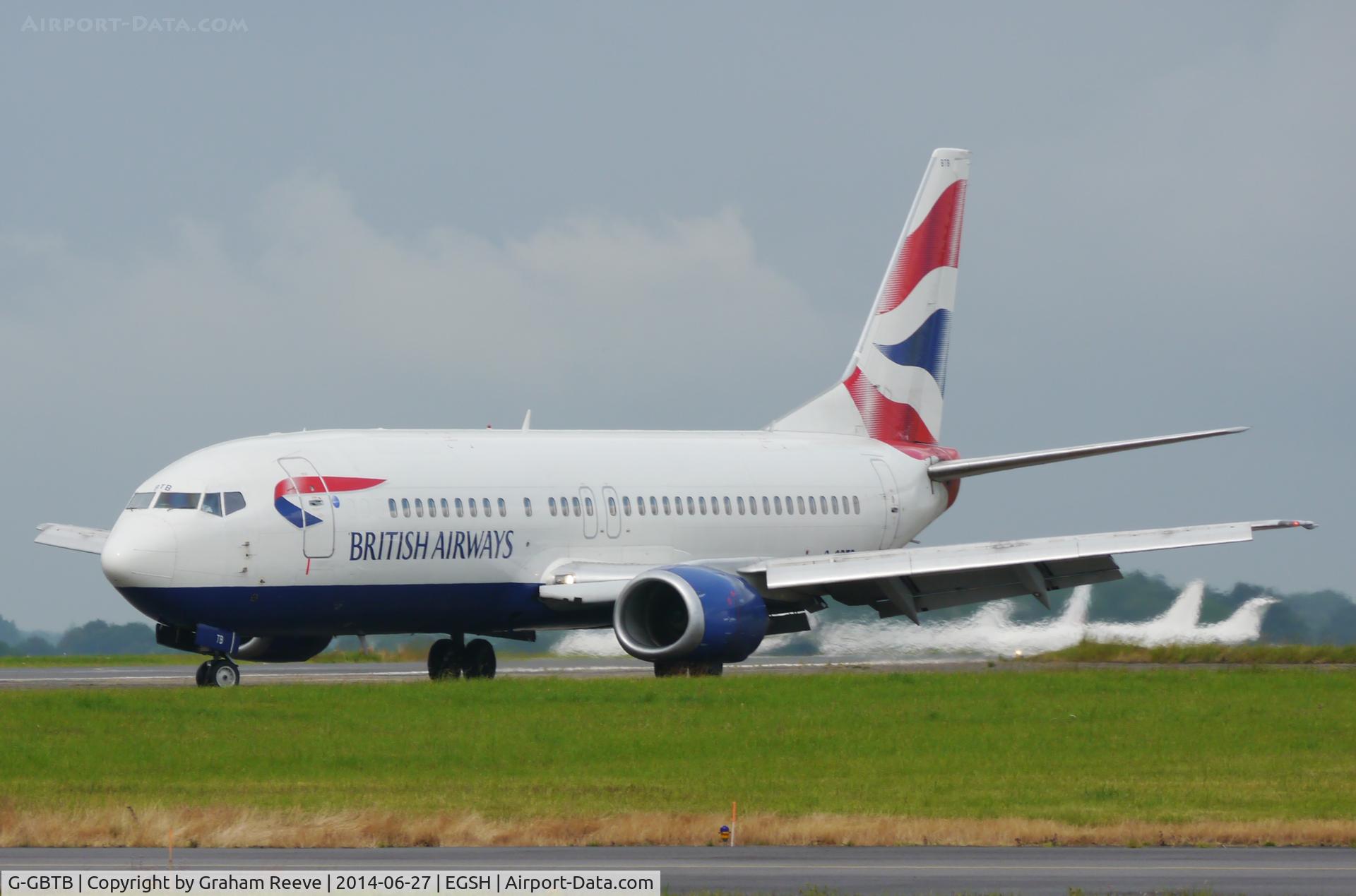 G-GBTB, 1993 Boeing 737-436 C/N 25860, Just landed on a stormy afternoon.