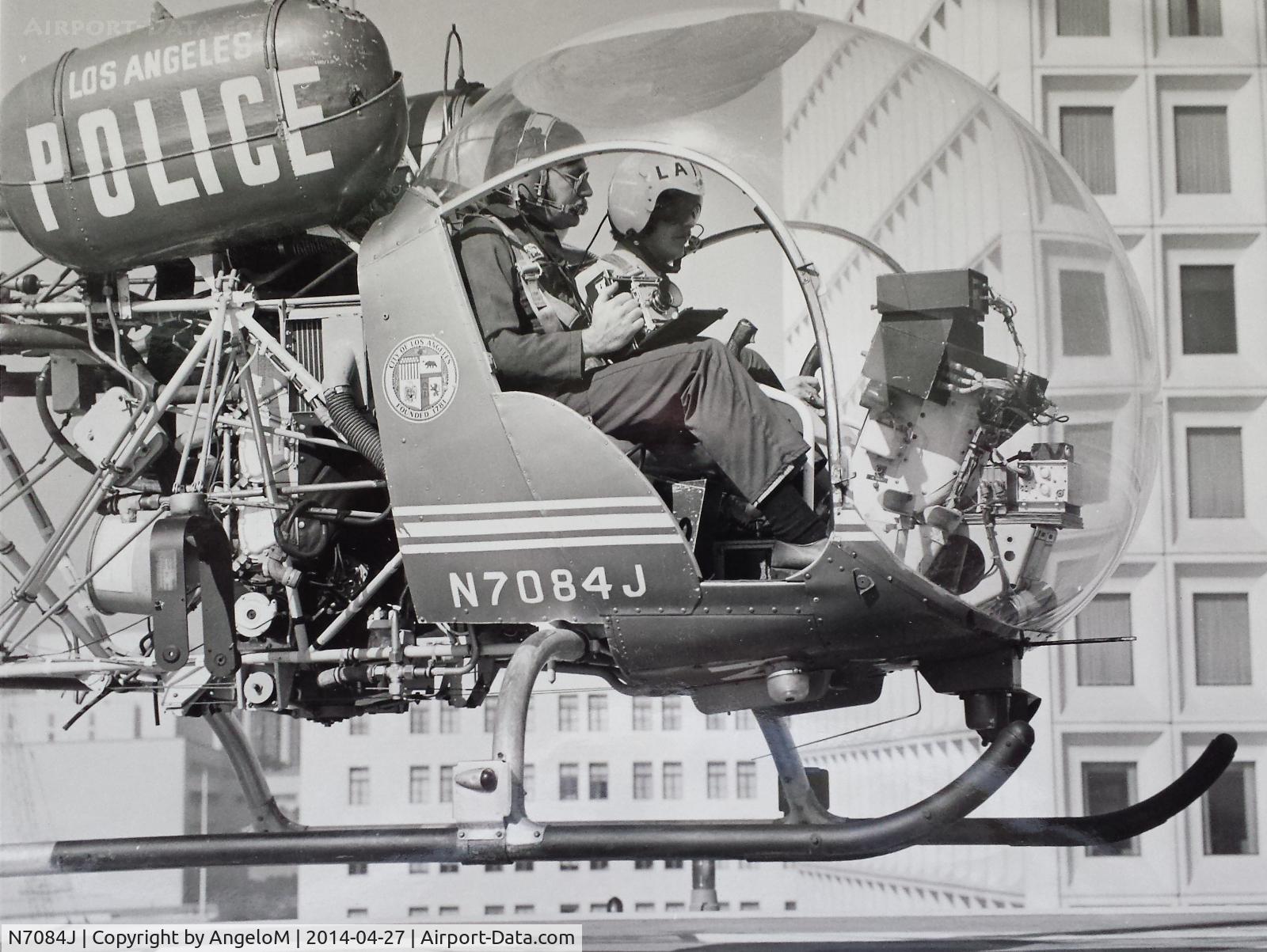 N7084J, 1970 Bell 47G-5 C/N 25028, LAPD photo flight during the 70's.