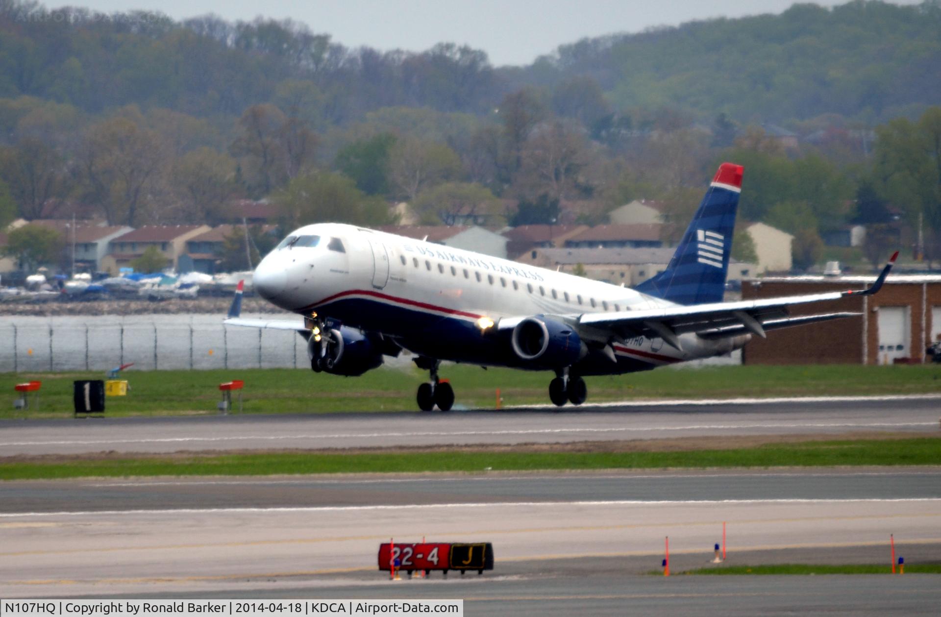 N107HQ, 2007 Embraer 175LR (ERJ-170-200LR) C/N 17000165, Landing National Airport