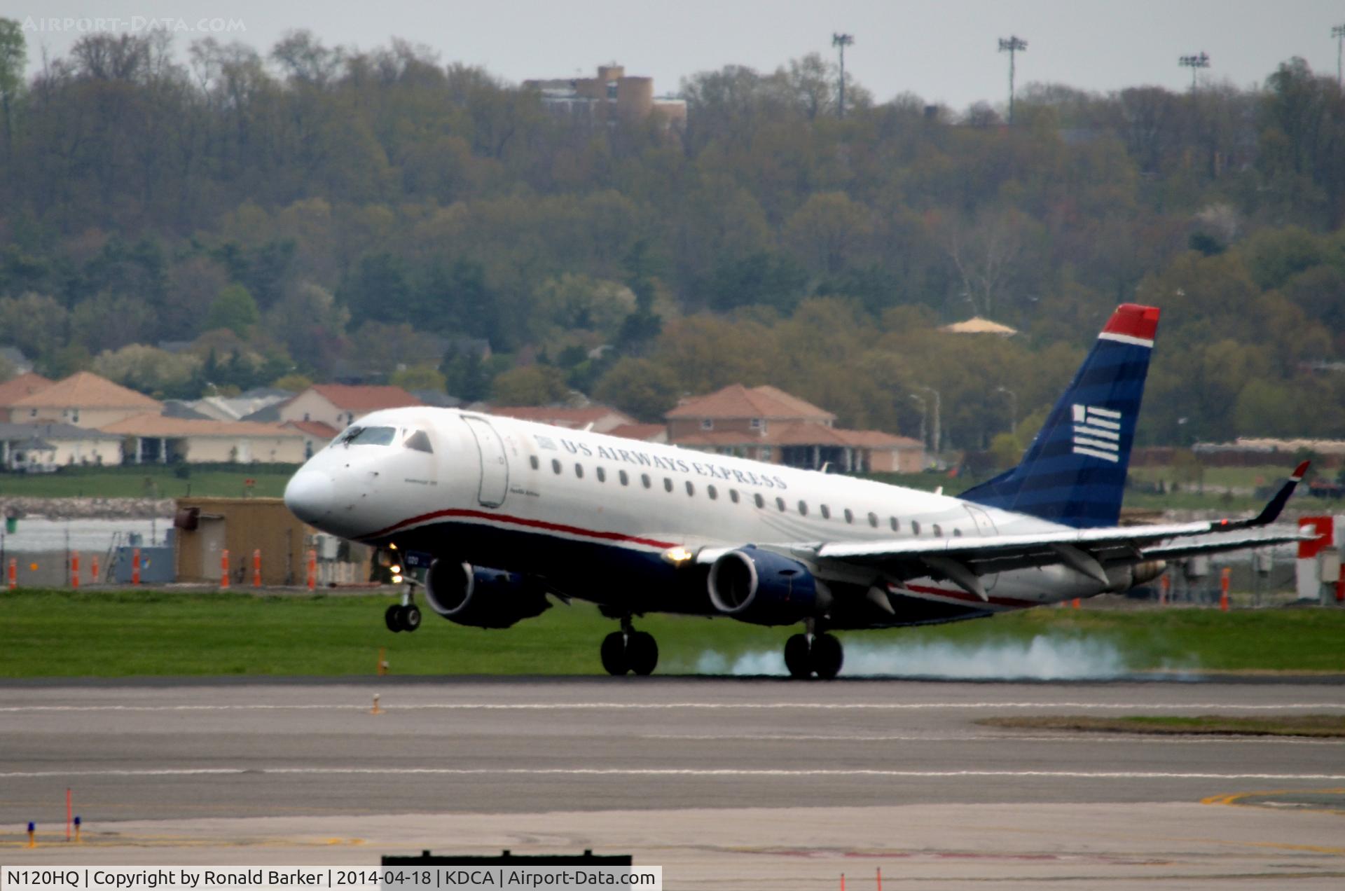 N120HQ, 2007 Embraer 175LR (ERJ-170-200LR) C/N 17000193, Touch down National Airport