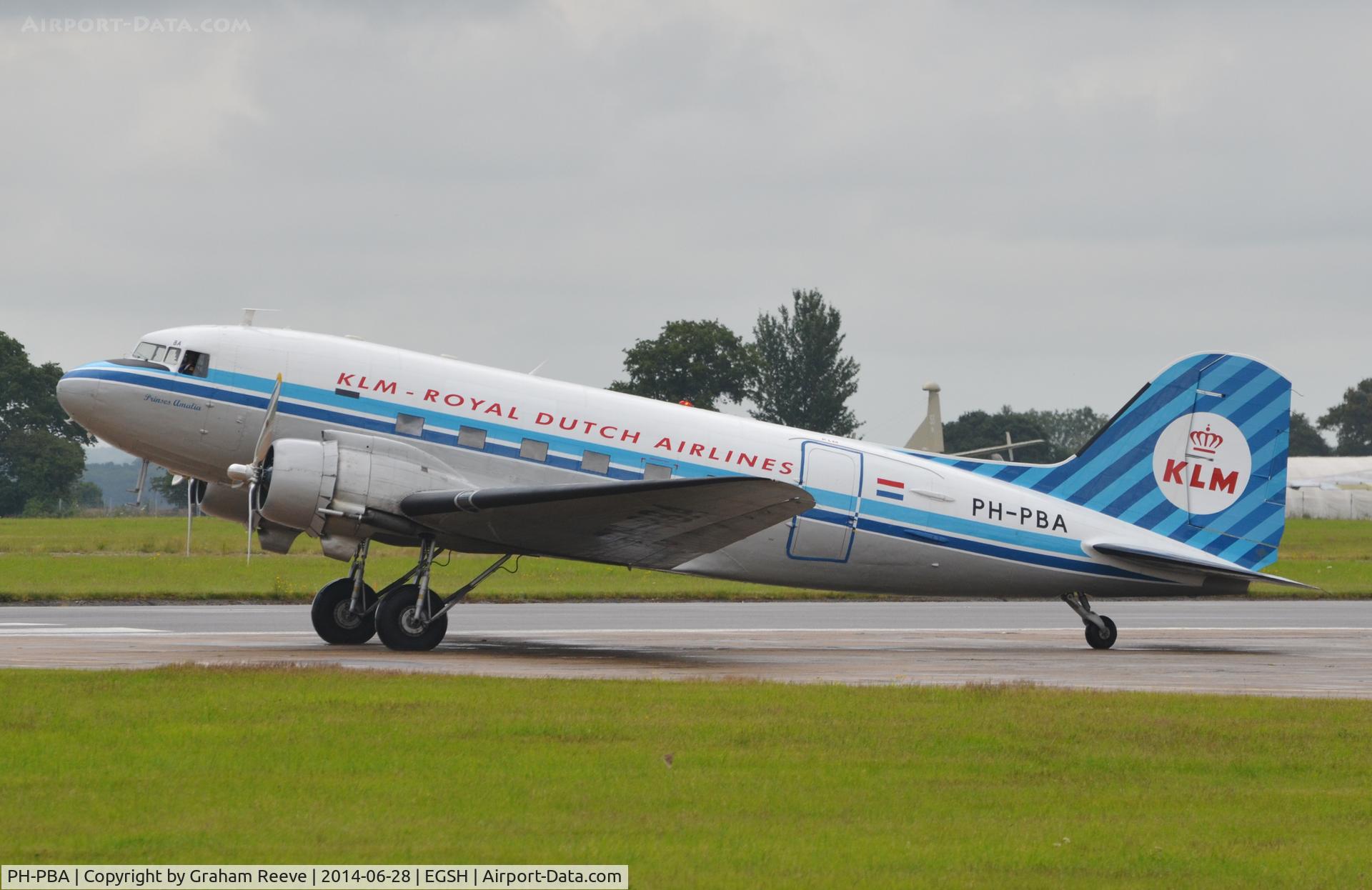 PH-PBA, 1943 Douglas DC-3C-S1C3G (C-47A-75-DL) C/N 19434, About to turn around and depart on runway 