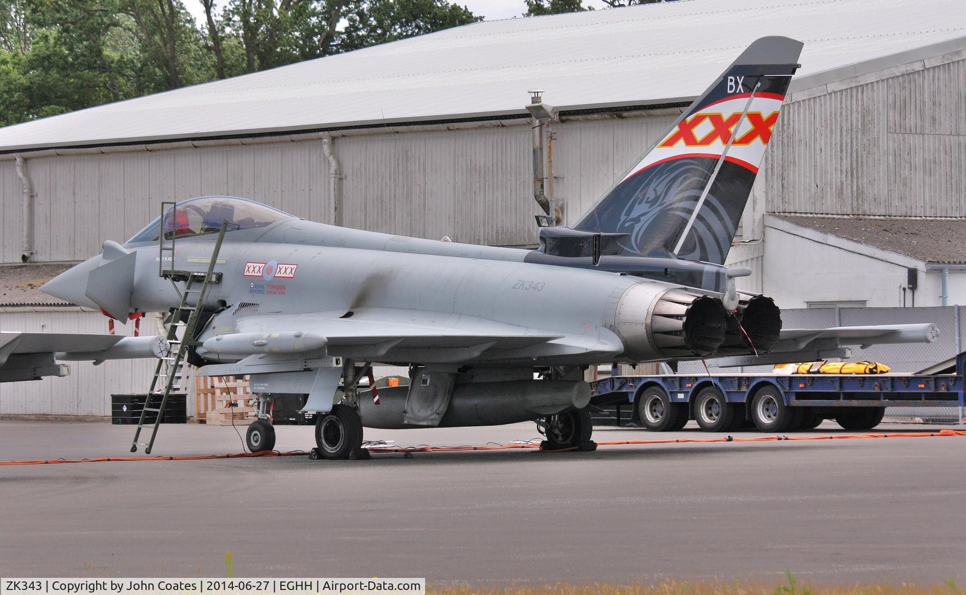 ZK343, 2012 Eurofighter EF-2000 Typhoon FGR4 C/N BS104/380, Now coded BX with 29 Squadron RAF and Triplex tail design and RAF Typhoon Display Team logos