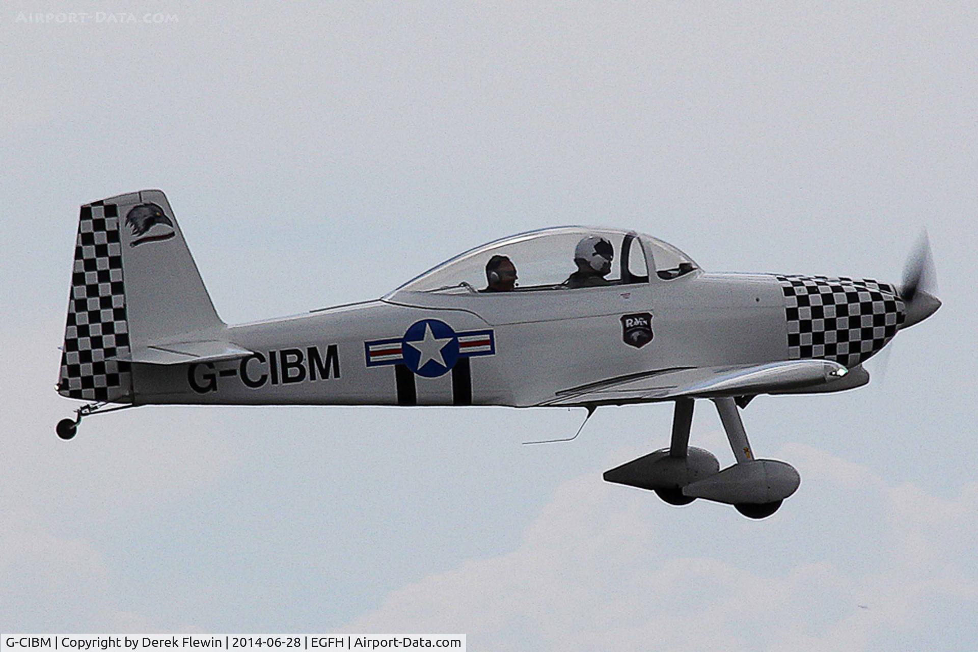 G-CIBM, 2013 Vans RV-8 C/N LAA 303-15083, EGFH resident Vans RV-8, seen shortly after departing runway 28 at EGFH.
