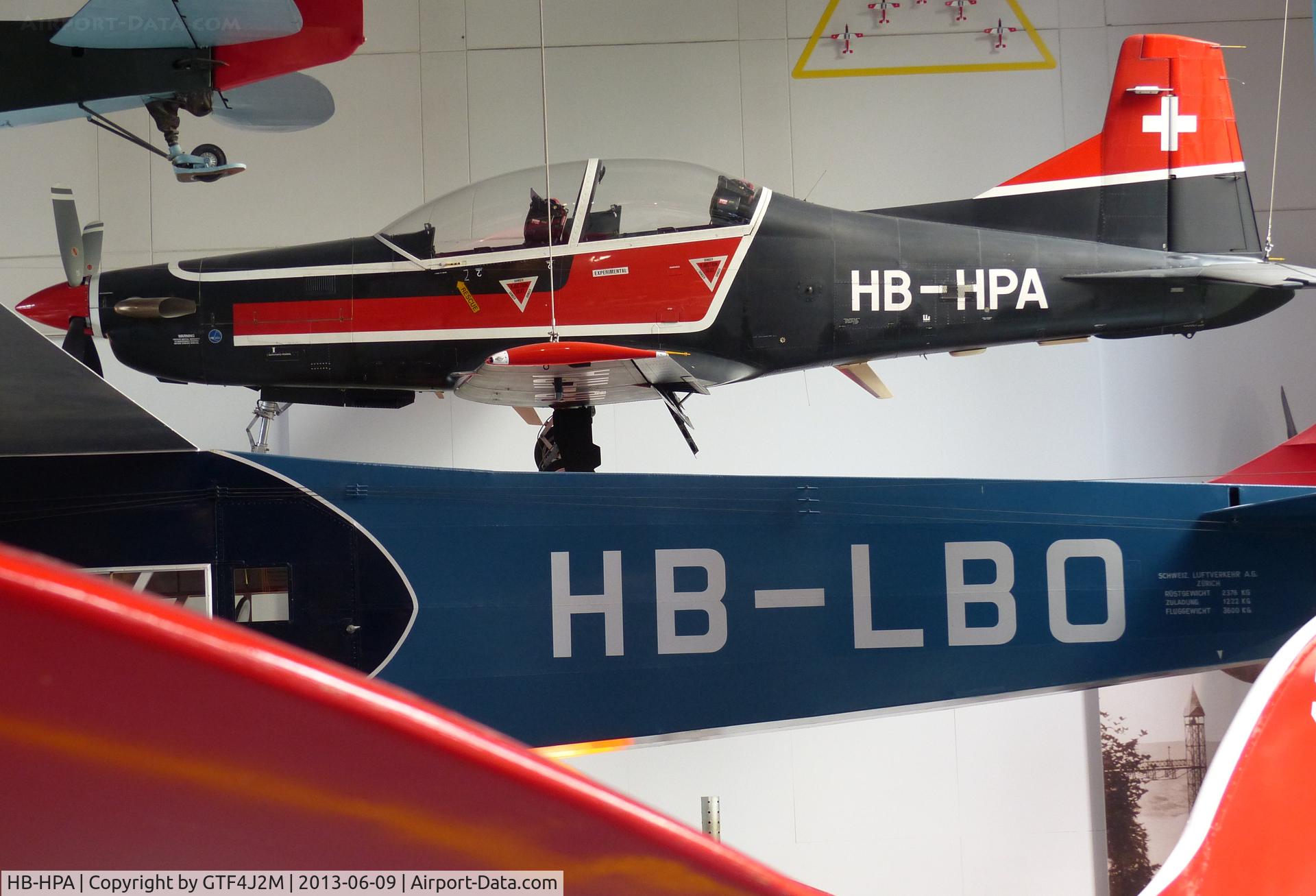 HB-HPA, 1984 Pilatus PC-9 C/N 001, HB-HPA  displayed at Swiss Transport Museum, Lucerne