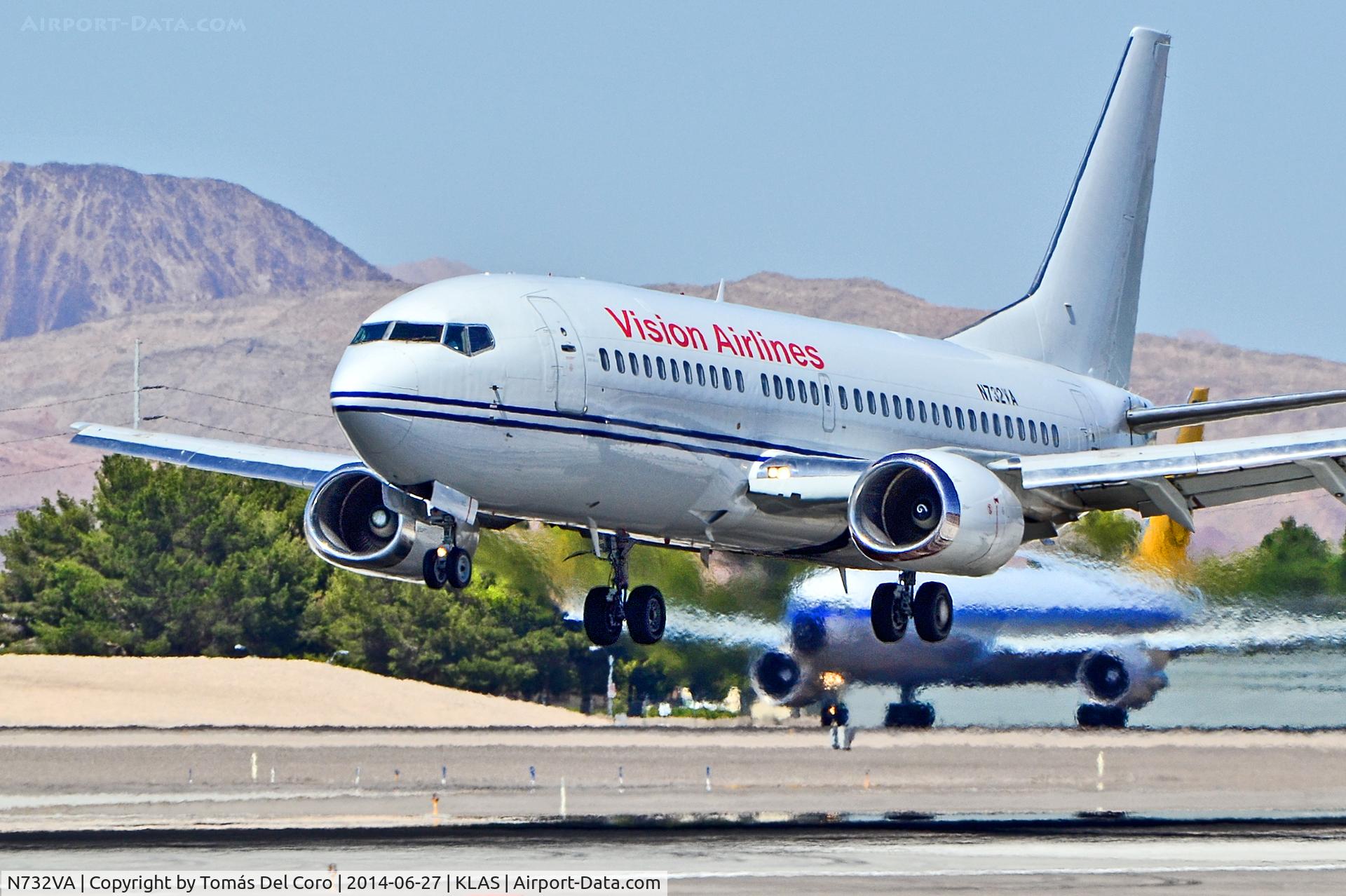 N732VA, 1985 Boeing 737-3TO C/N 23366, N732VA Vision Airlines 1985 Boeing 737-3TO C/N 23366

McCarran International (LAS / KLAS) USA - Nevada, June 27, 2014 Photo: Tomás Del Coro