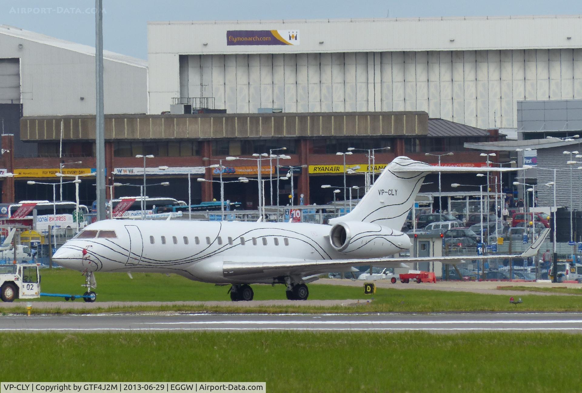VP-CLY, 2000 Bombardier BD-700-1A10 Global Express C/N 9071, VP-CLY at Luton 29.6.13