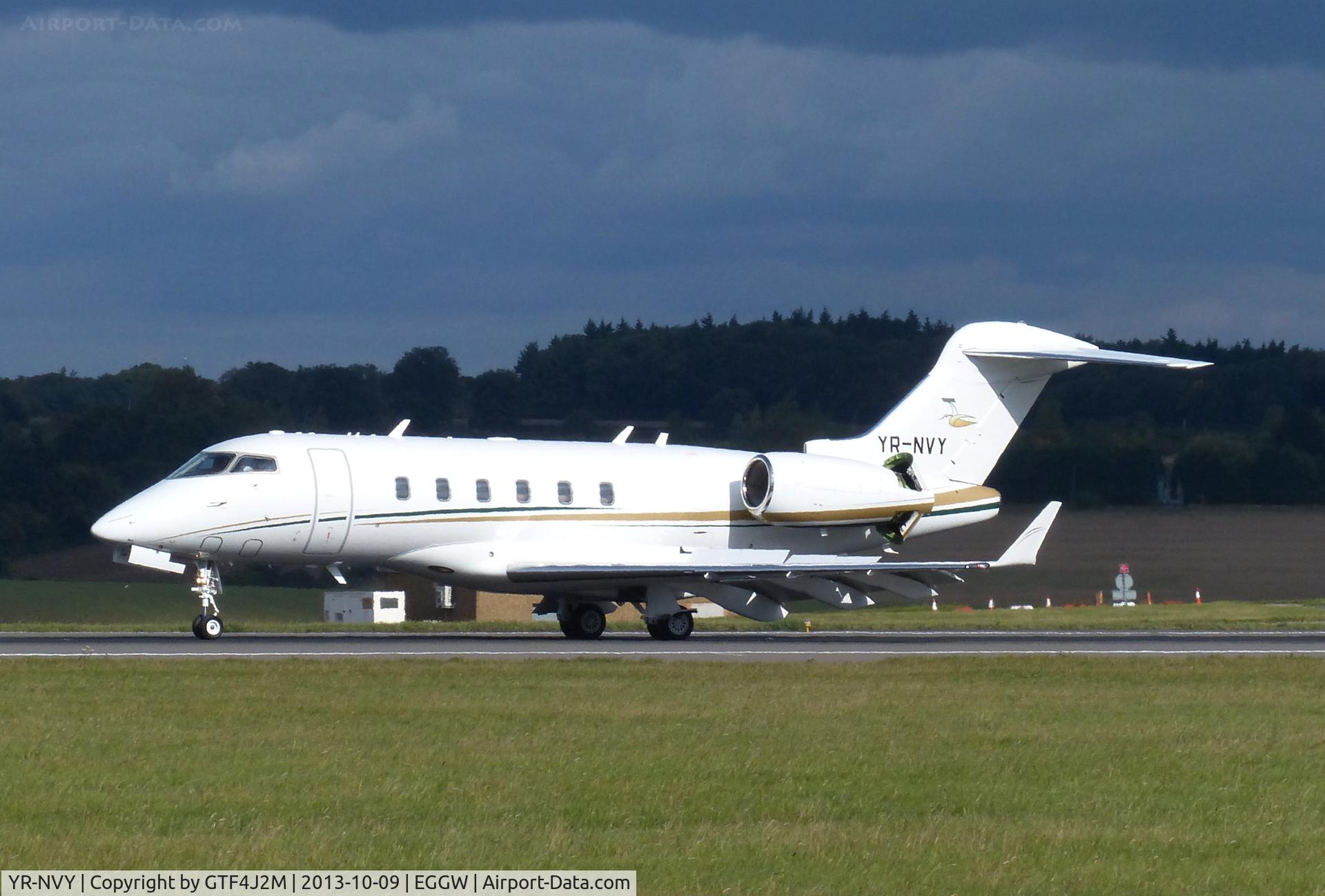 YR-NVY, Bombardier Challenger 300 (BD-100-1A10) C/N 20402, YR-NVY at Luton 9.10.13