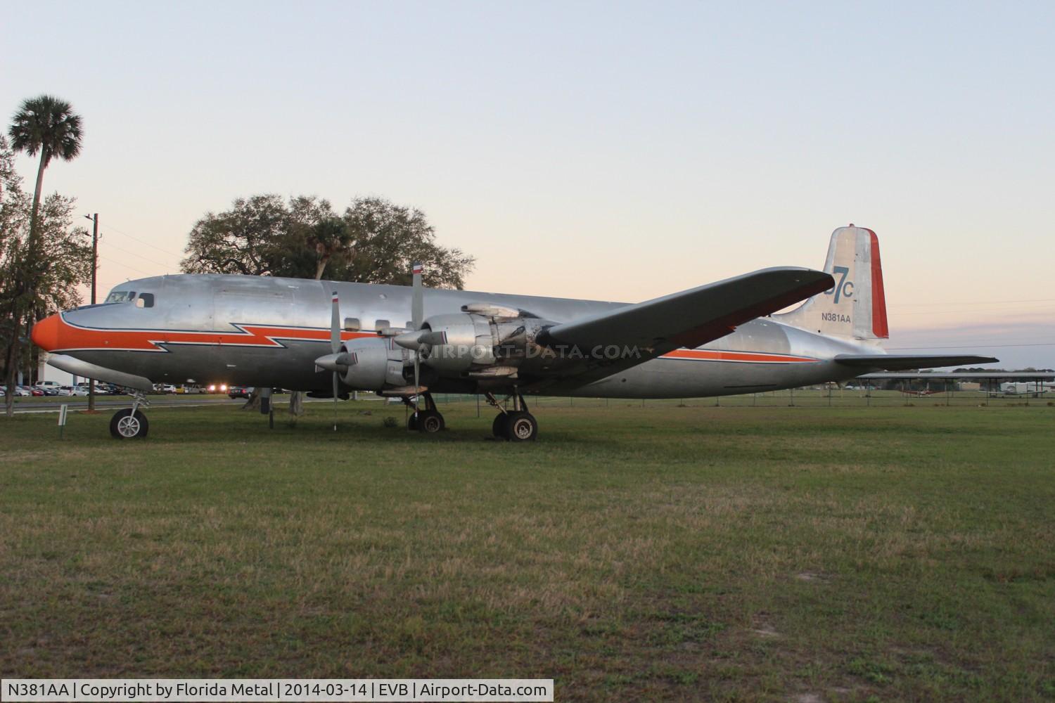 N381AA, 1956 Douglas DC-7BF C/N 44921, DC-7B is supposed to become a restaurant in New Smyrna Beach, still hasn't started up