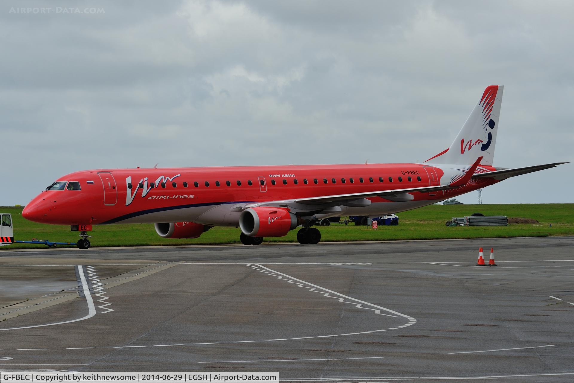 G-FBEC, 2006 Embraer 195LR (ERJ-190-200LR) C/N 19000069, New Colour Scheme VIM airlines.