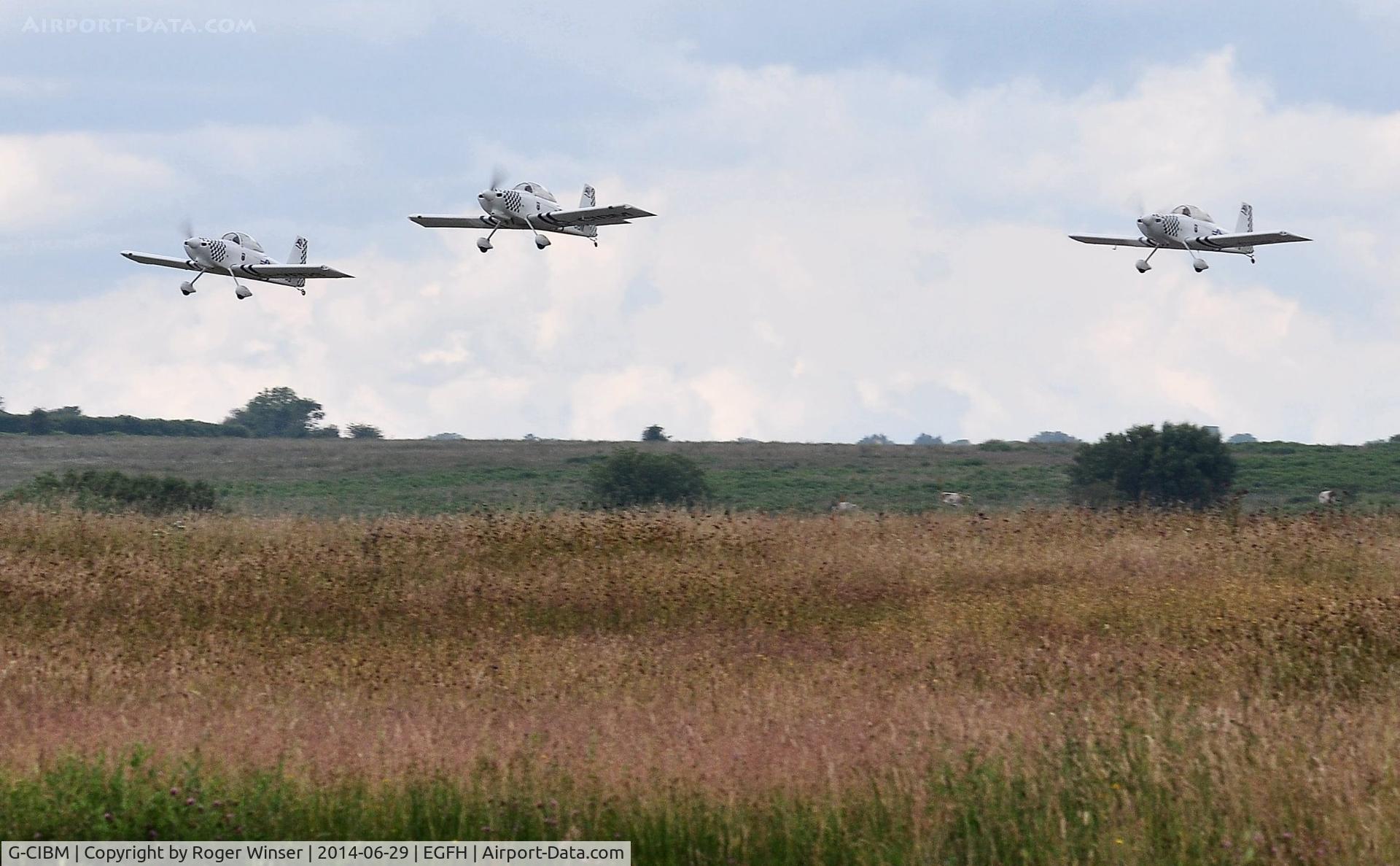 G-CIBM, 2013 Vans RV-8 C/N LAA 303-15083, Leading G-VFDS and G-CDPJ in a formation take-off. Team Raven 3-ship formation practice.