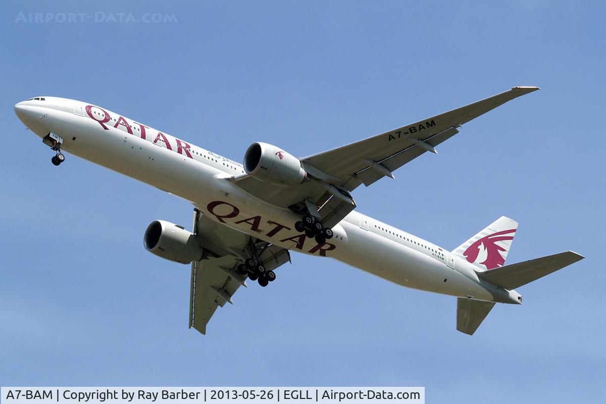 A7-BAM, 2011 Boeing 777-3DZ/ER C/N 38245, Boeing 777-3DZER [38245] (Qatar Airways) Home~G 26/05/2013. On approach 27R.
