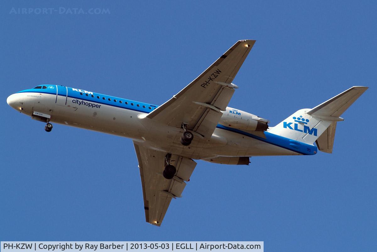 PH-KZW, 1995 Fokker 70 (F-28-0070) C/N 11558, Fokker F-70 [11558] (KLM cityhopper) Home~G 03/05/2013. On approach 27R.