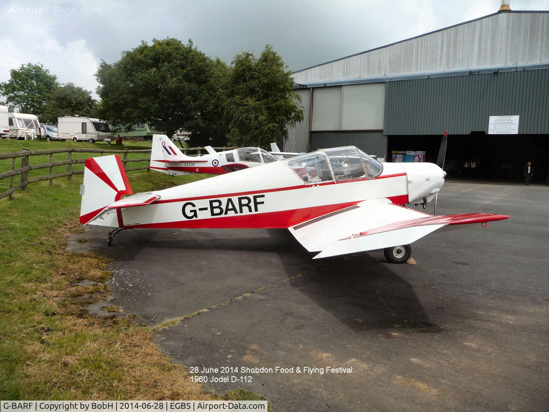 G-BARF, 1960 Wassmer (Jodel) D-112 Club C/N 1019, G-BARF at the Shobdon Food and Flying Festival on 28th June 2014.