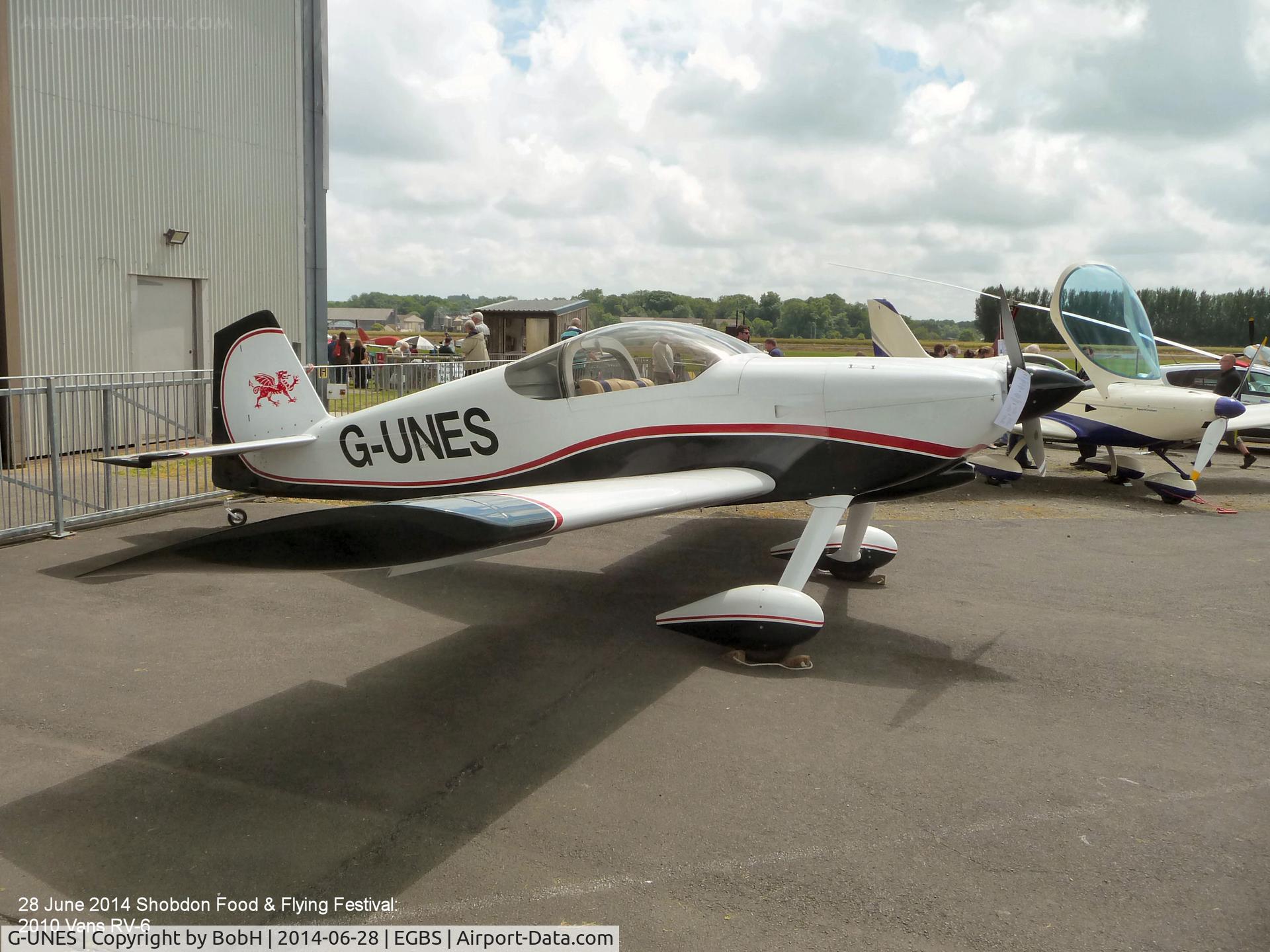 G-UNES, 2010 Vans RV-6 C/N PFA 181A-13222, G-UNES Seen at Shobdon's Food & Flying Festival, 28 June 2014