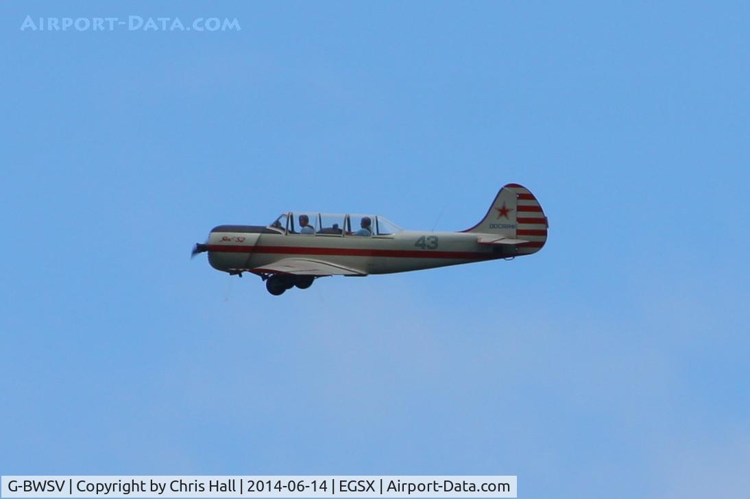 G-BWSV, 1987 Bacau Yak-52 C/N 877601, at the Air Britain fly in