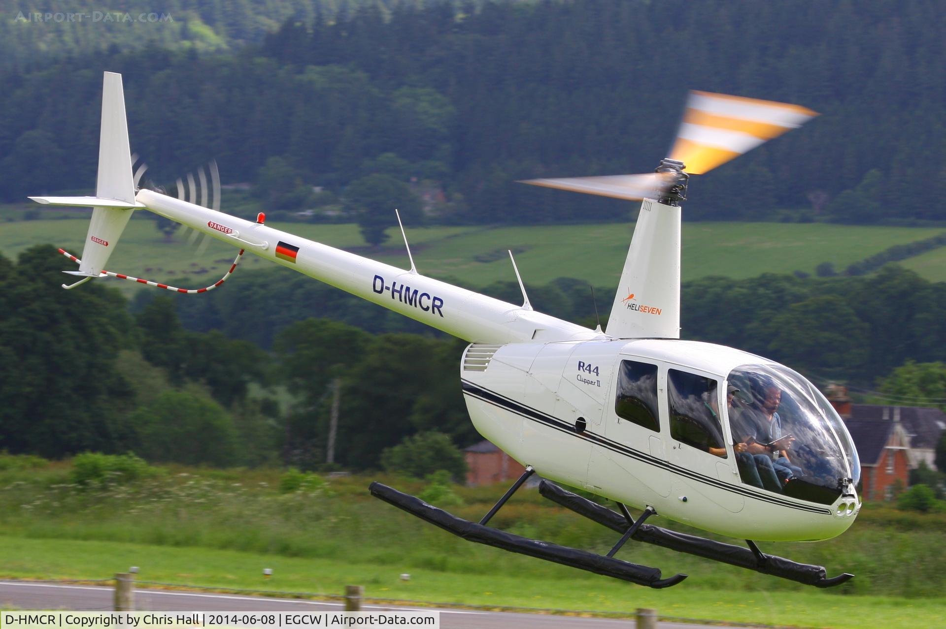 D-HMCR, Robinson R44 Clipper II C/N 12351, visitor at Welshpool