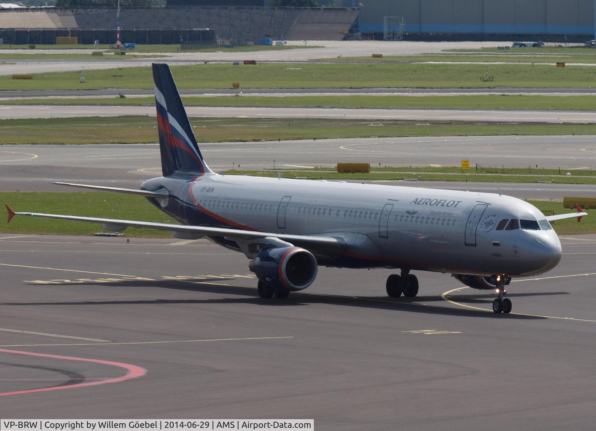 VP-BRW, 2007 Airbus A321-211 C/N 3191, Taxi to the gate of Schiphol Airport