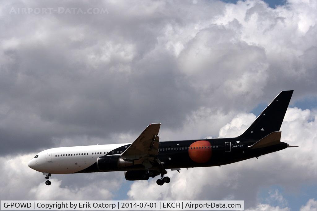 G-POWD, 2003 Boeing 767-36N/ER C/N 30847, G-POWD landing on rw 22L after a flight from PMI (flight DK422)