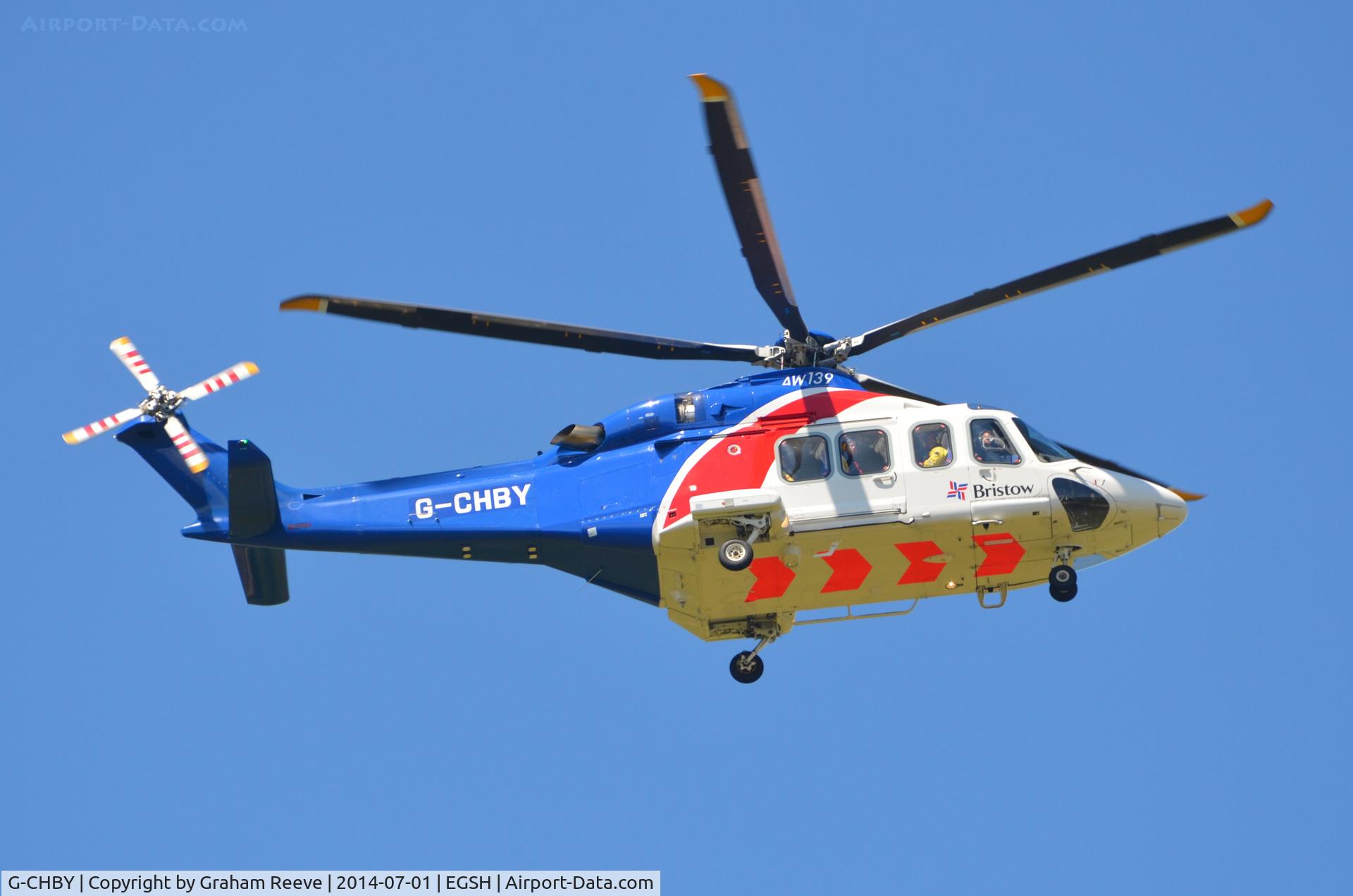 G-CHBY, 2010 AgustaWestland AW-139 C/N 31310, About to land at Norwich.