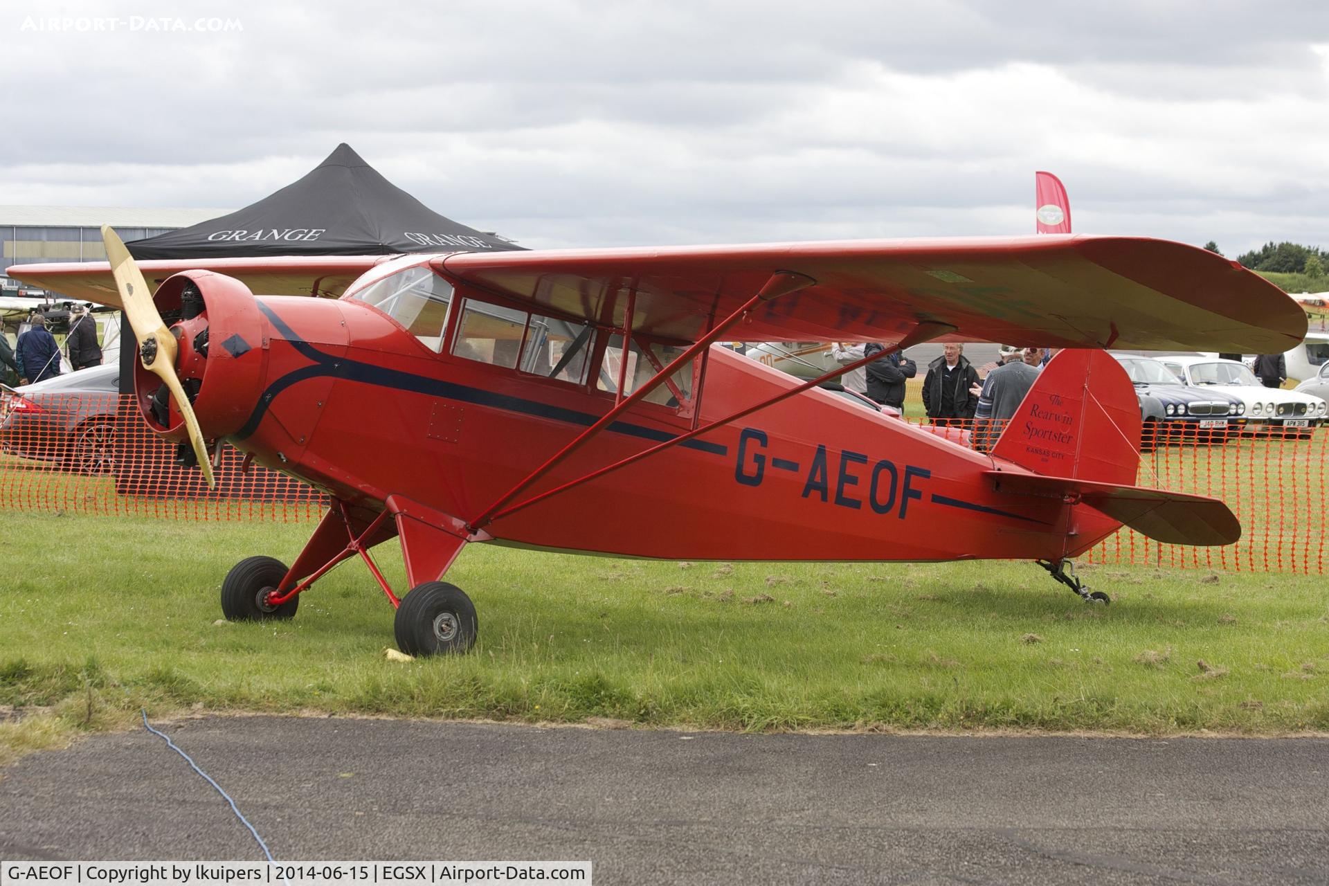 G-AEOF, 1936 Rearwin 8500 Sportster C/N 462, This Rearwin Sportster visited the 2014 Classic aircraft Fly-in at North Weald on 15 June 2014
