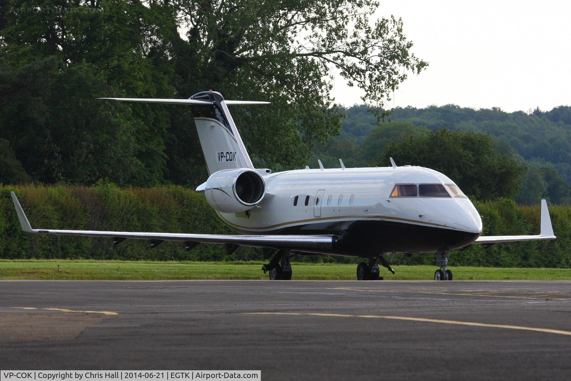 VP-COK, 1984 Canadair Challenger 601 (CL-600-2A12) C/N 3024, parked at Oxford