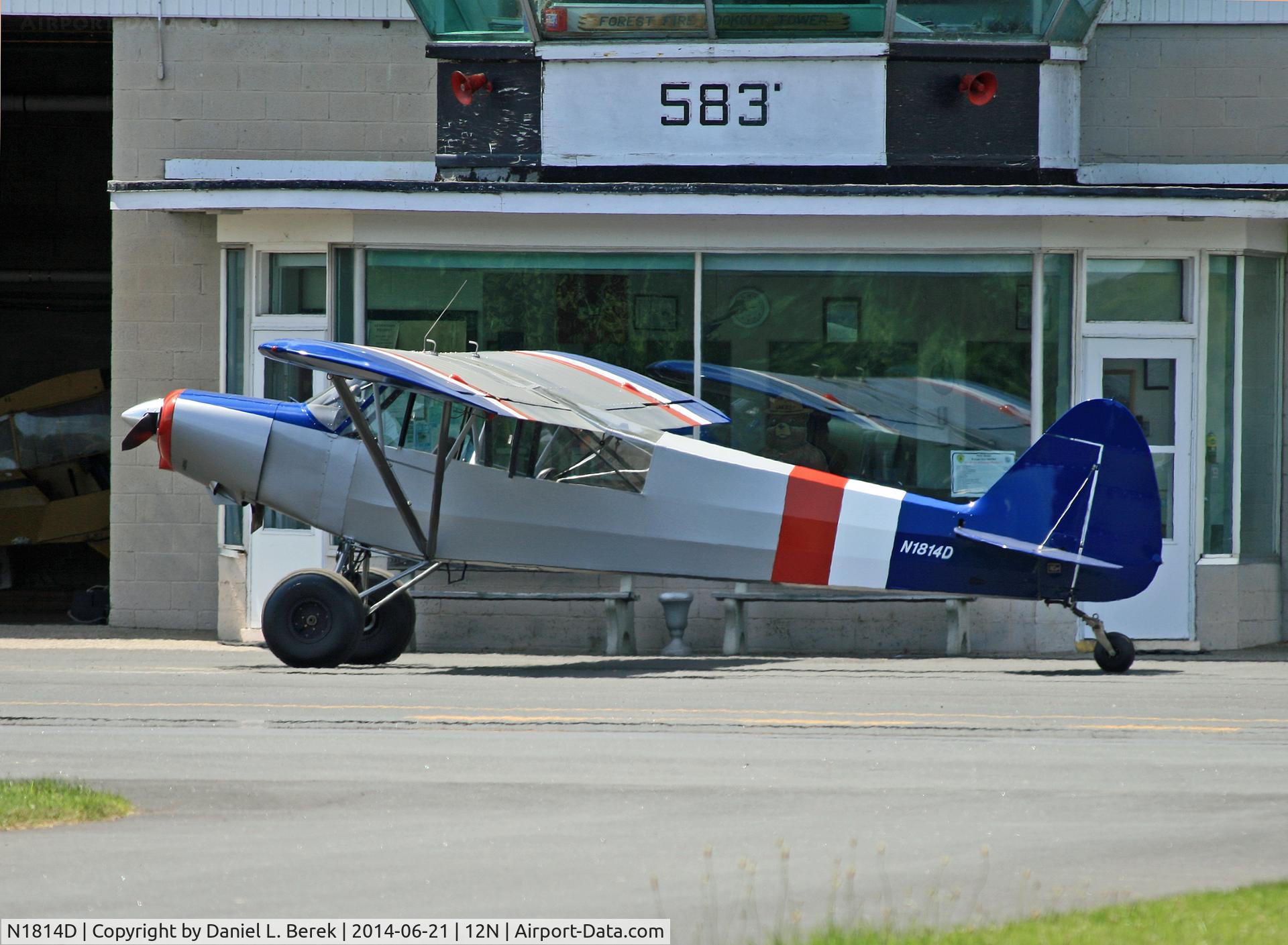 N1814D, 1958 Piper PA-18-150 Super Cub C/N 18-6406, Resplendent in her new paint job, this handsome 1958 Super Cub strikes a fine pose at Aeroflex Andover.