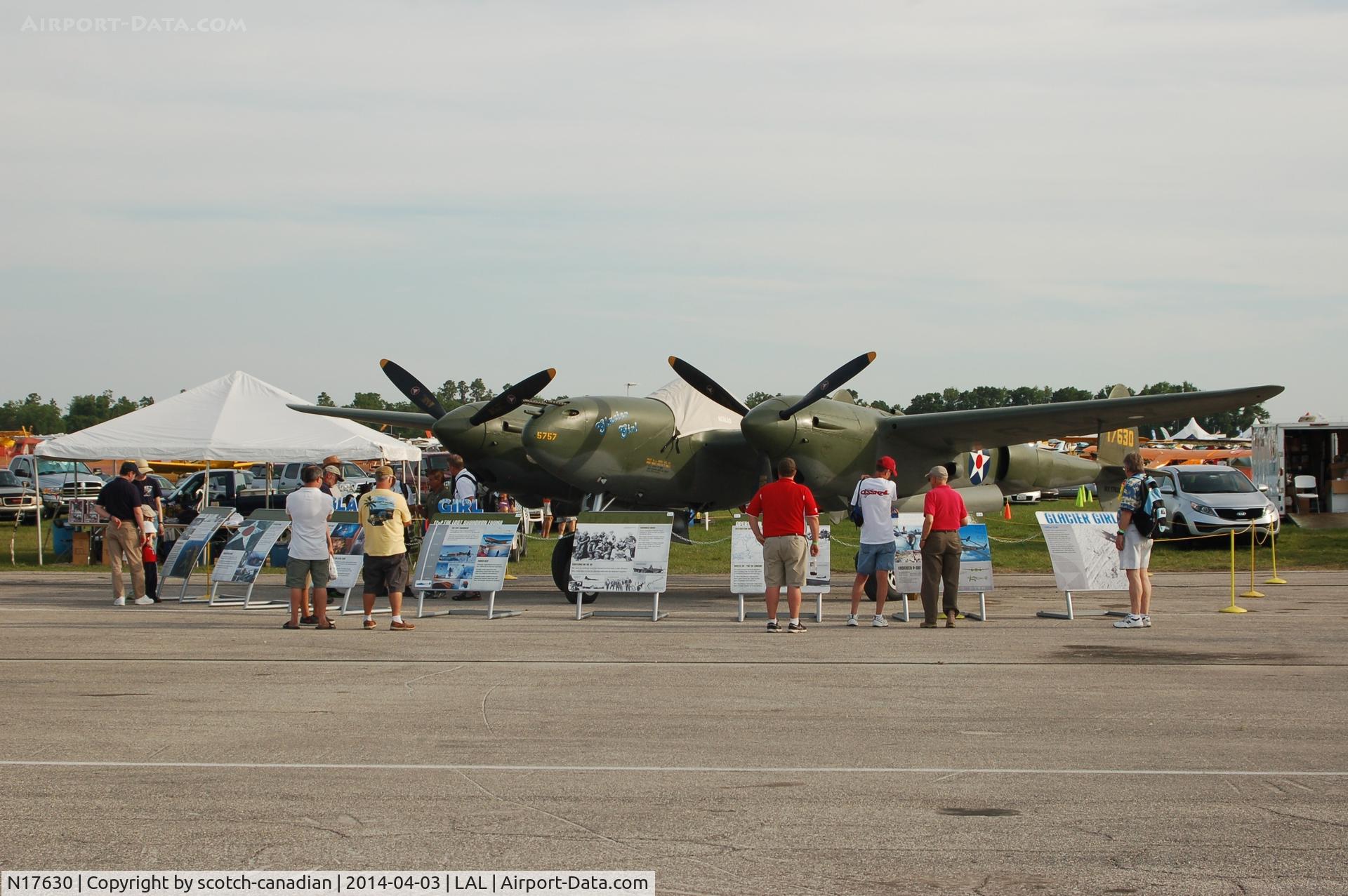 N17630, 1941 Lockheed P-38F C/N 41-7630 (222-5757), 1941 Lockheed P38F, N17630 (Glacier Girl), at 2014 Sun n Fun, Lakeland Linder Regional Airport, Lakeland, FL