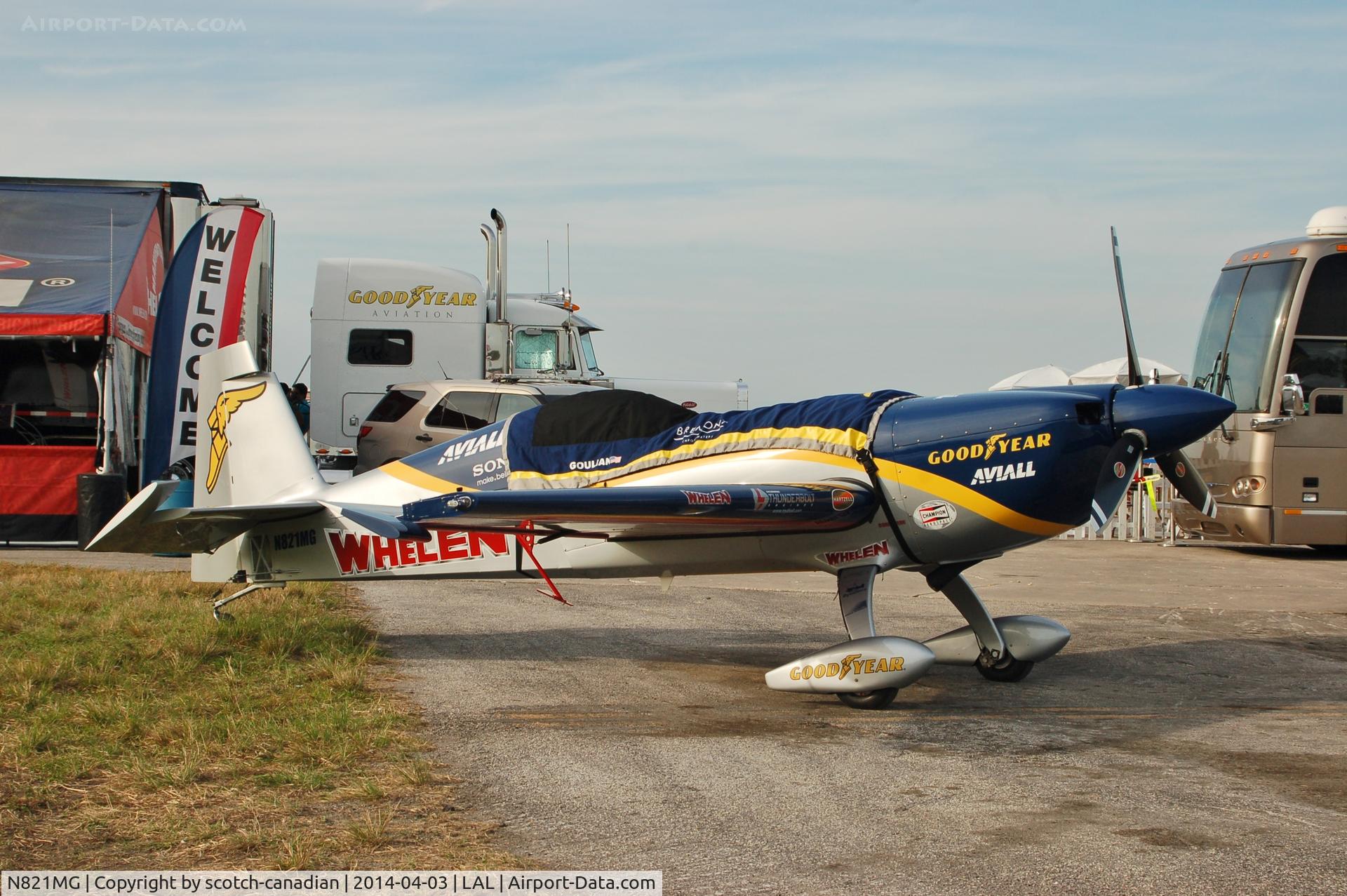 N821MG, 2009 Extra EA-300SC C/N SC010, 2009 Extra EA-300/SC, N821MG, at 2014 Sun n Fun, Lakeland Linder Regional Airport, Lakeland, FL