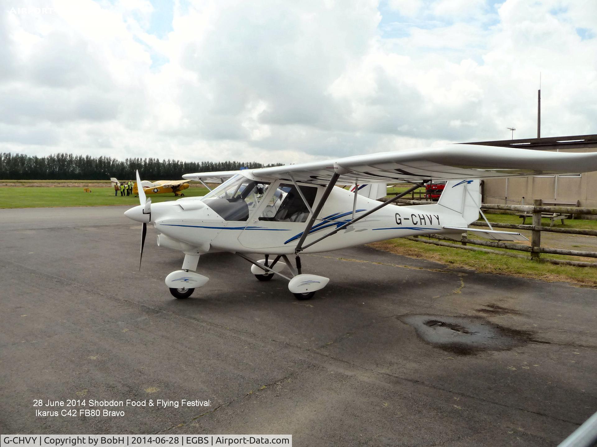 G-CHVY, 2013 Comco Ikarus C42 FB80 Bravo C/N 1304-7246, G-CHVY at Shobdon Food and Flying Festival 28/6/2014