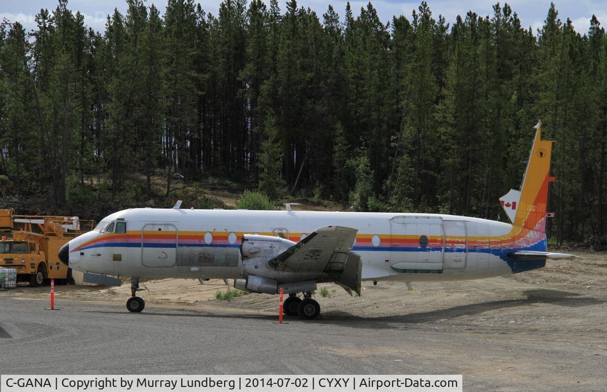 C-GANA, 1978 Hawker Siddeley HS.748 Series 2A C/N 1758, Beside Air North's rear maintenance hangar at Whitehorse, Yukon.