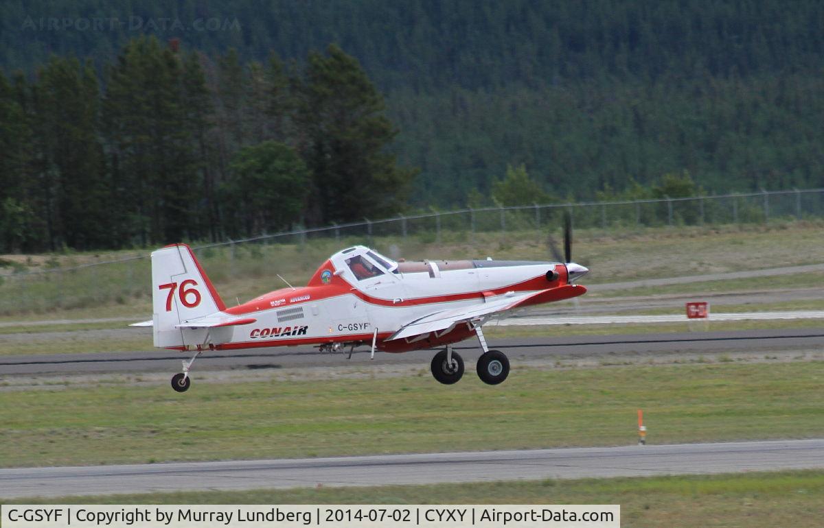 C-GSYF, 2013 Air Tractor AT-802F FireBoss C/N 802-0488, Taking off at Whitehorse, Yukon.
