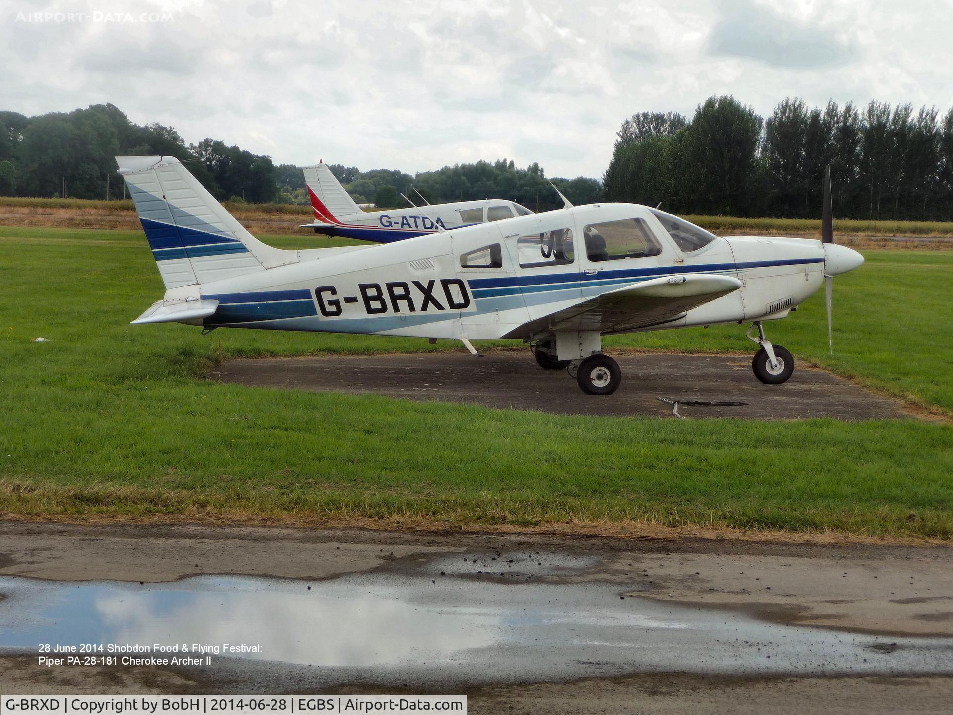 G-BRXD, 1982 Piper PA-28-181 Cherokee Archer II C/N 28-8290126, Seen here at Shobdon Food & Flying Festival on 28th June 2014.