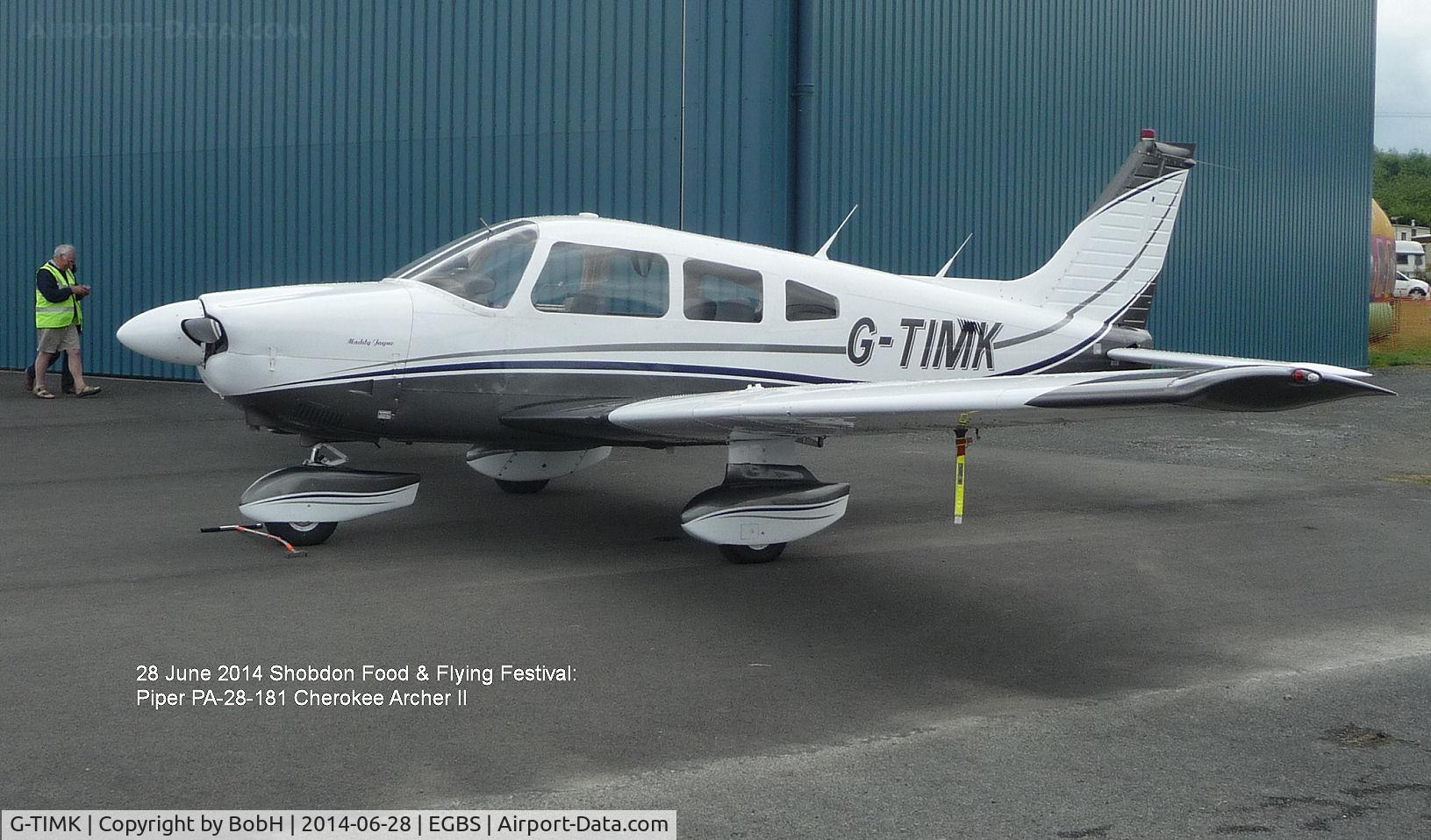 G-TIMK, 1980 Piper PA-28-181 Cherokee Archer II C/N 28-8090214, Seen at Shobdon's Food & Flying Festival, 28th June 2014.